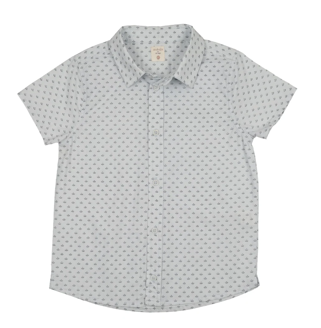Analogie By Lil Legs Mountain Meadows Shirt - Clear Blue Leaf Print