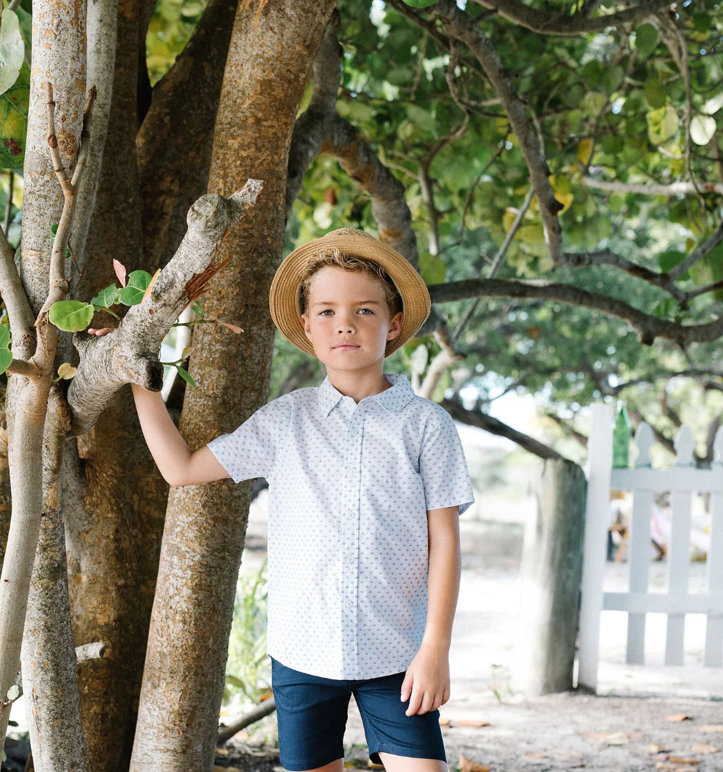 Analogie By Lil Legs Mountain Meadows Shirt - Clear Blue Leaf Print - Image 2