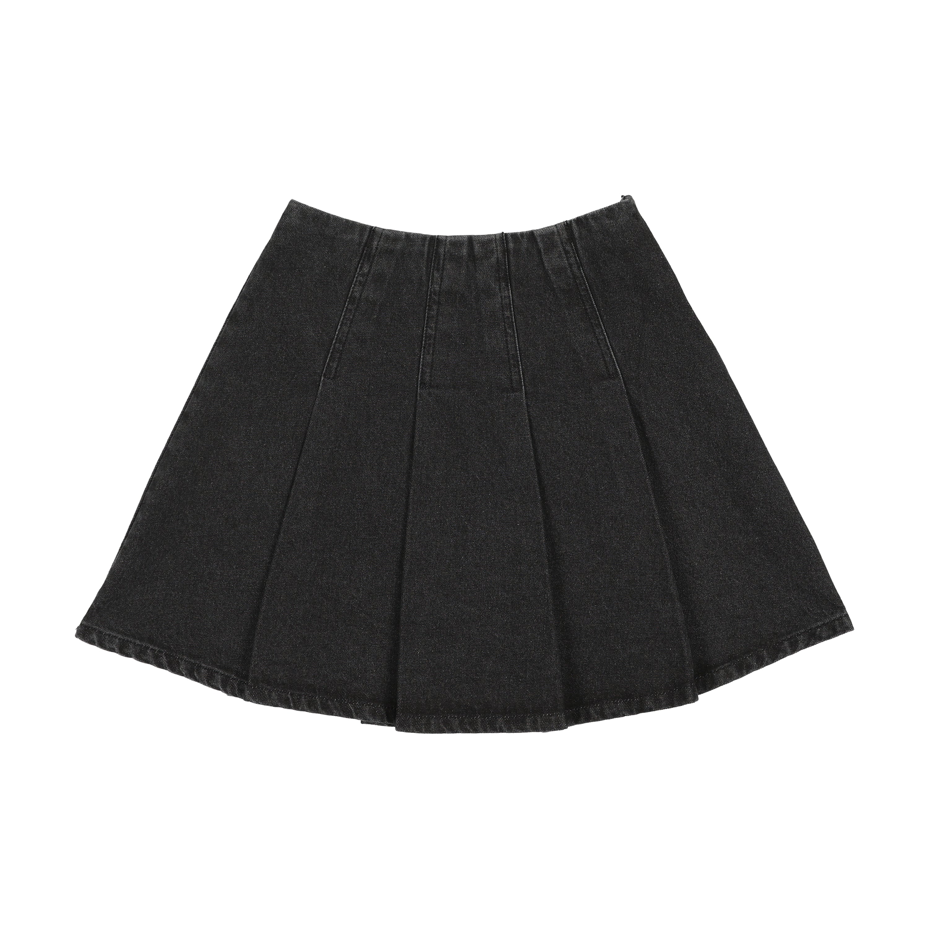 Analogie By Lil Legs Pleated Denim Skirt - Black