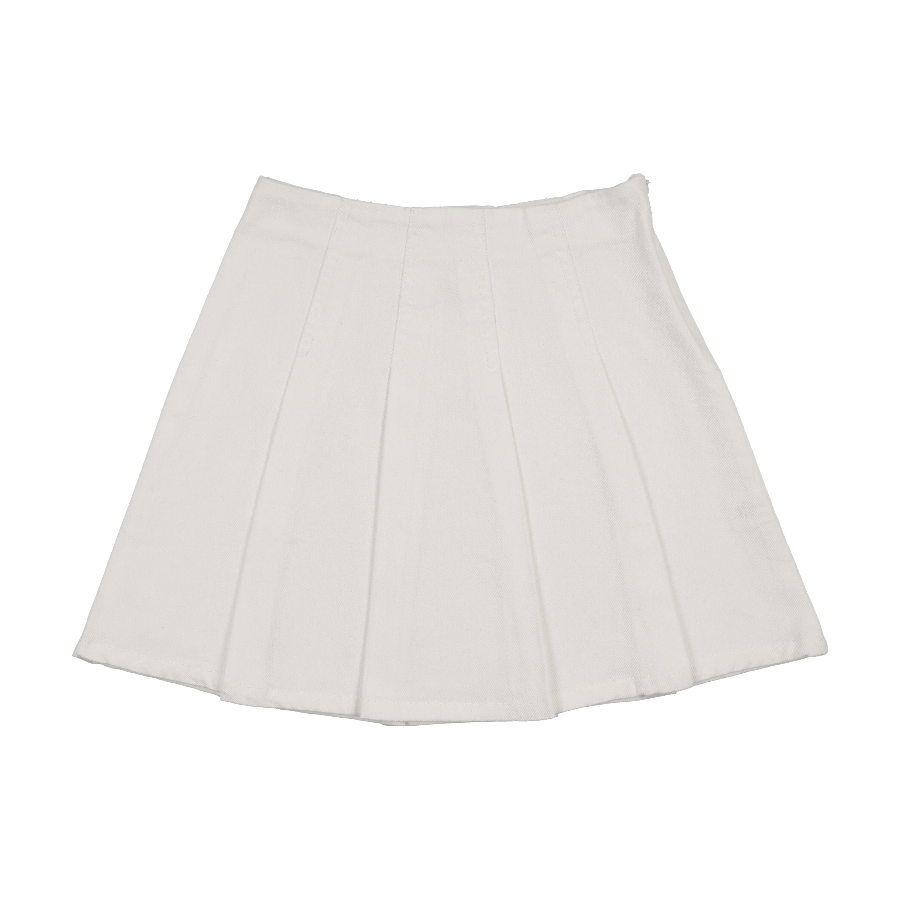 Analogie By Lil Legs Pleated Denim Skirt - White Denim