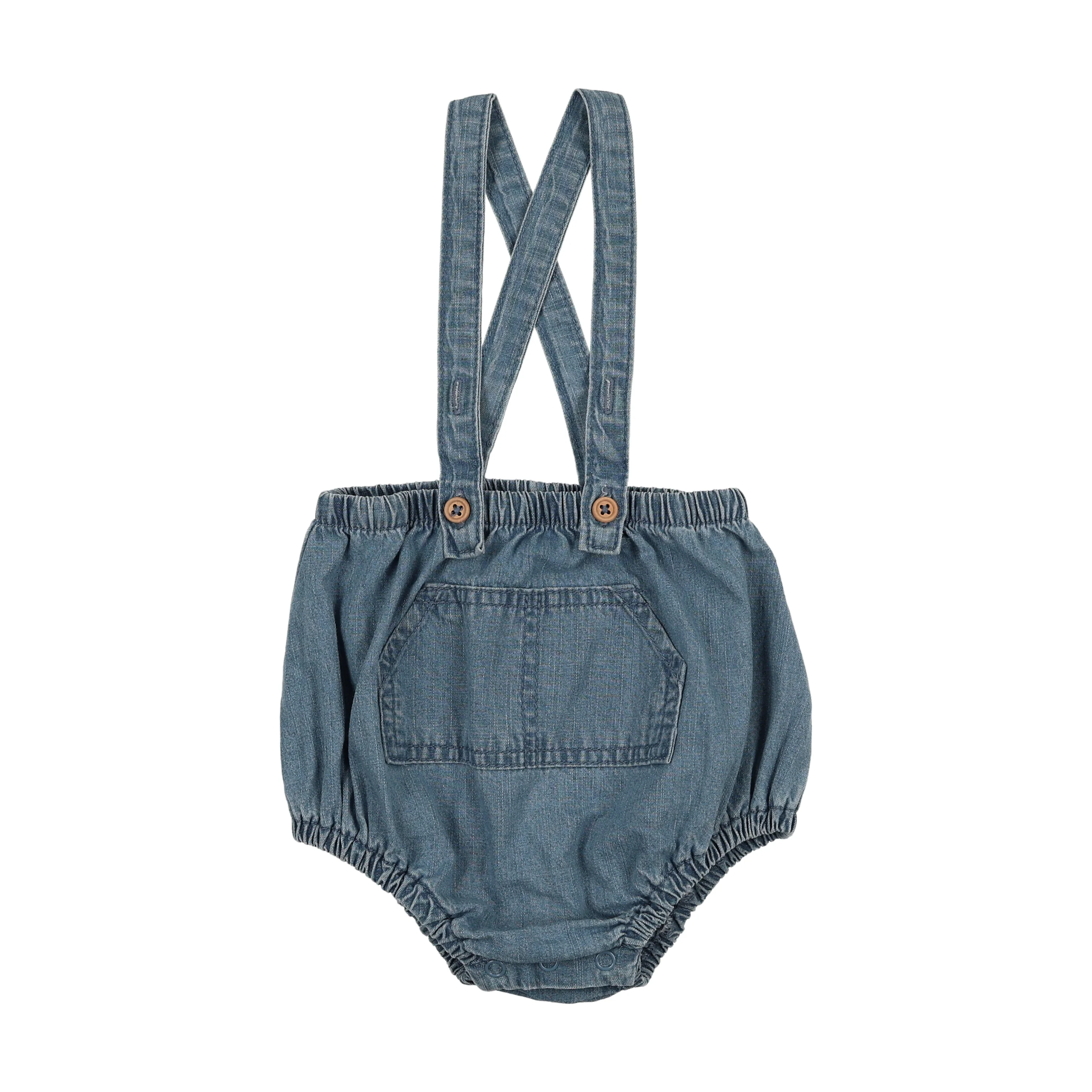 Analogie By Lil Legs Pocket Suspender Bloomers - Mid Blue Wash