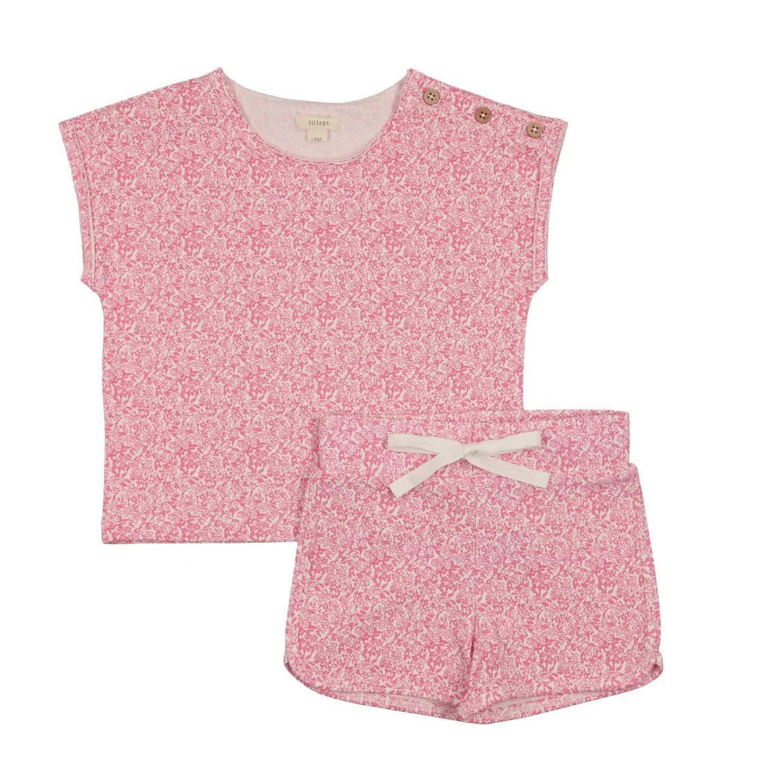 Analogie By Lil Legs Printed Toddler Set - Bright Pink Mini Floral