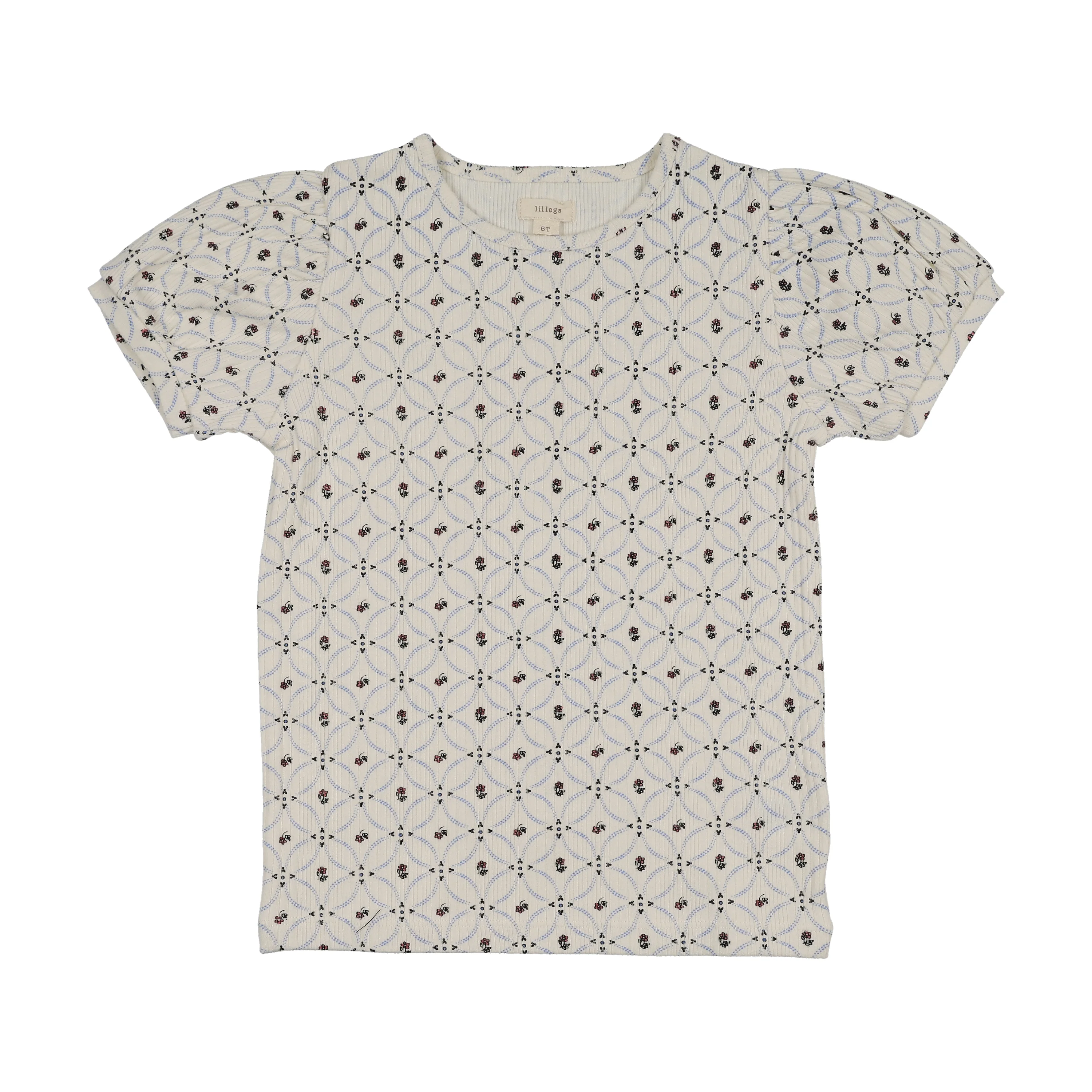 Analogie By Lil Legs Puff Sleeve Tee SS - Floral Interlock