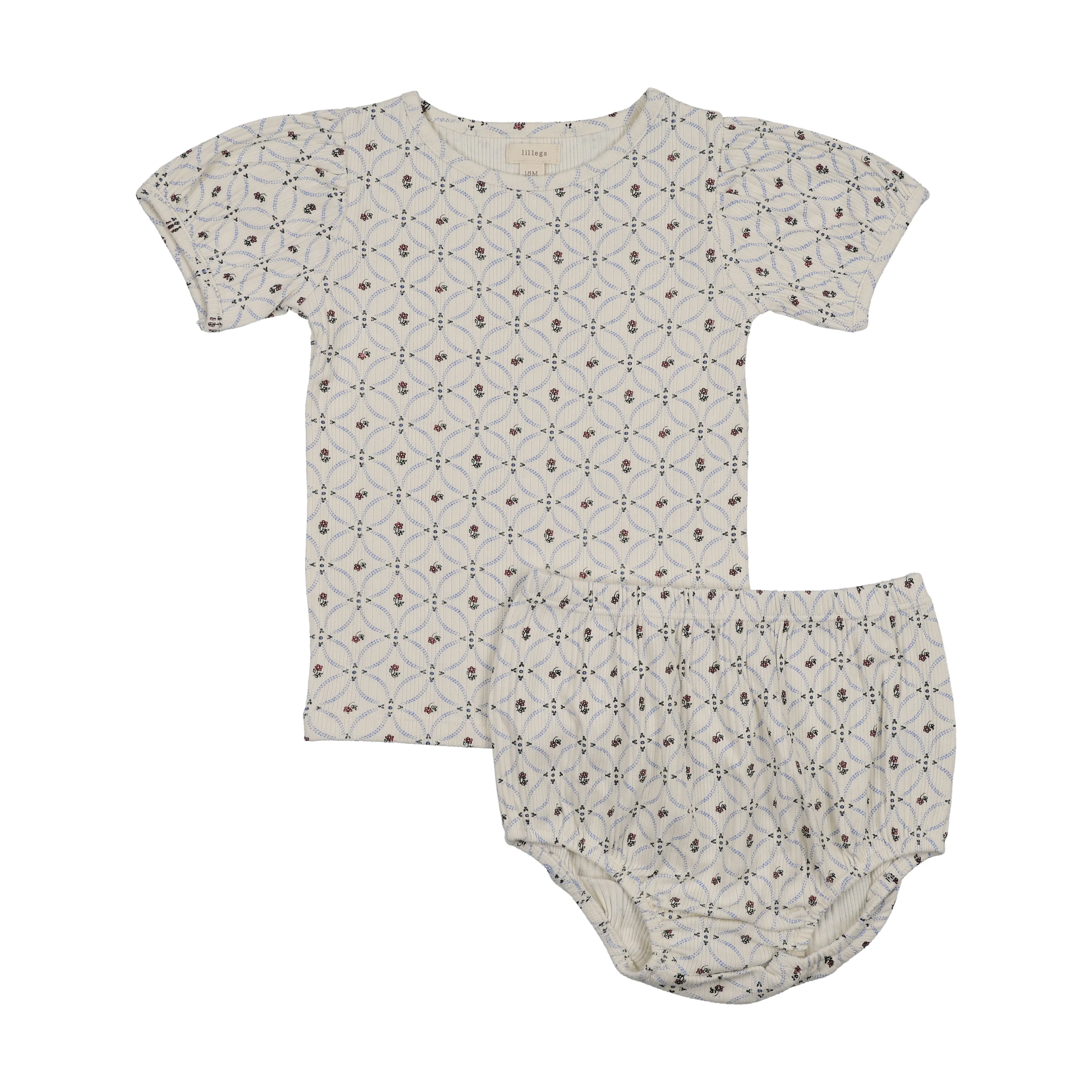Analogie By Lil Legs Puff Sleeve Toddler Set - Floral Interlock