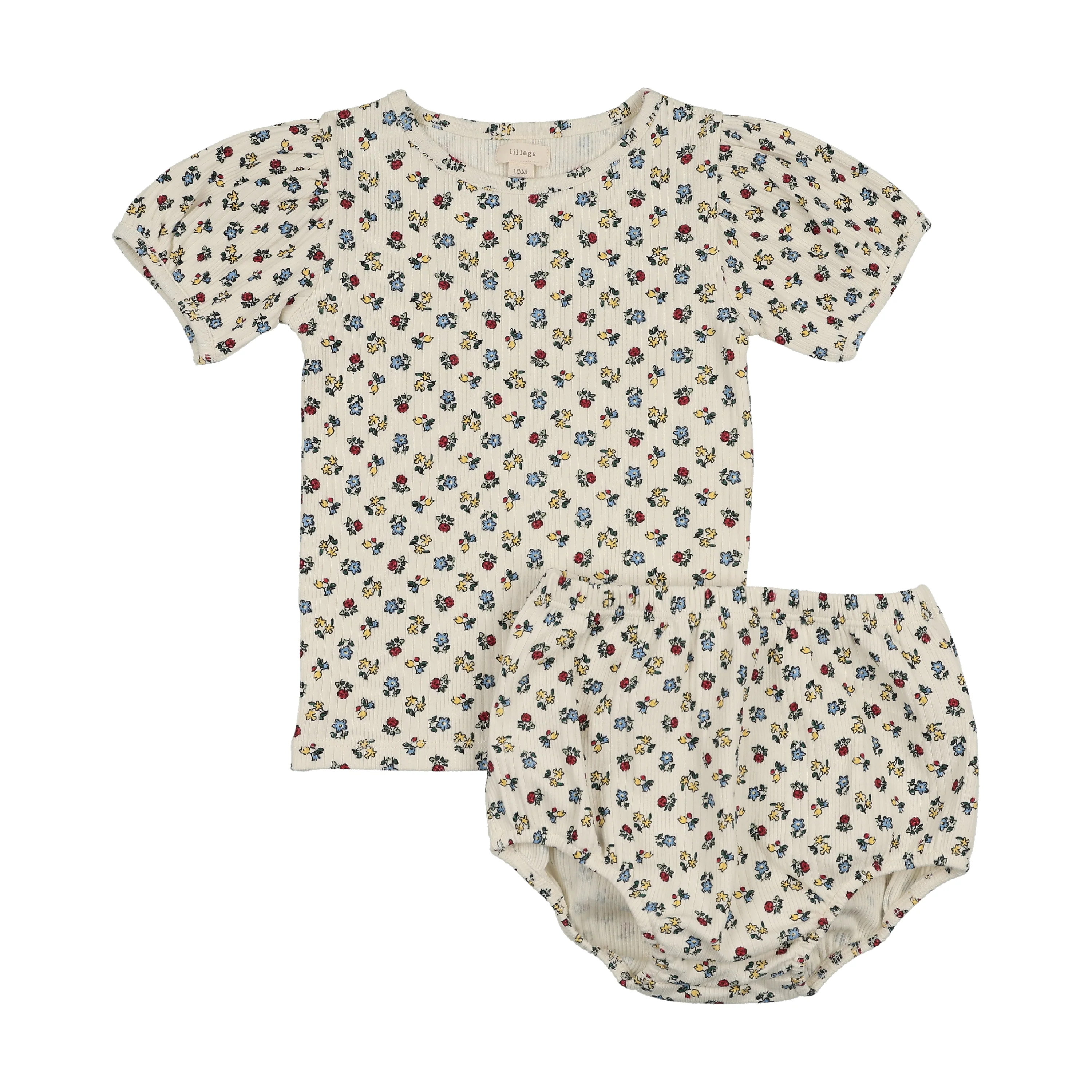 Analogie By Lil Legs Puff Sleeve Toddler Set - Primary Floral