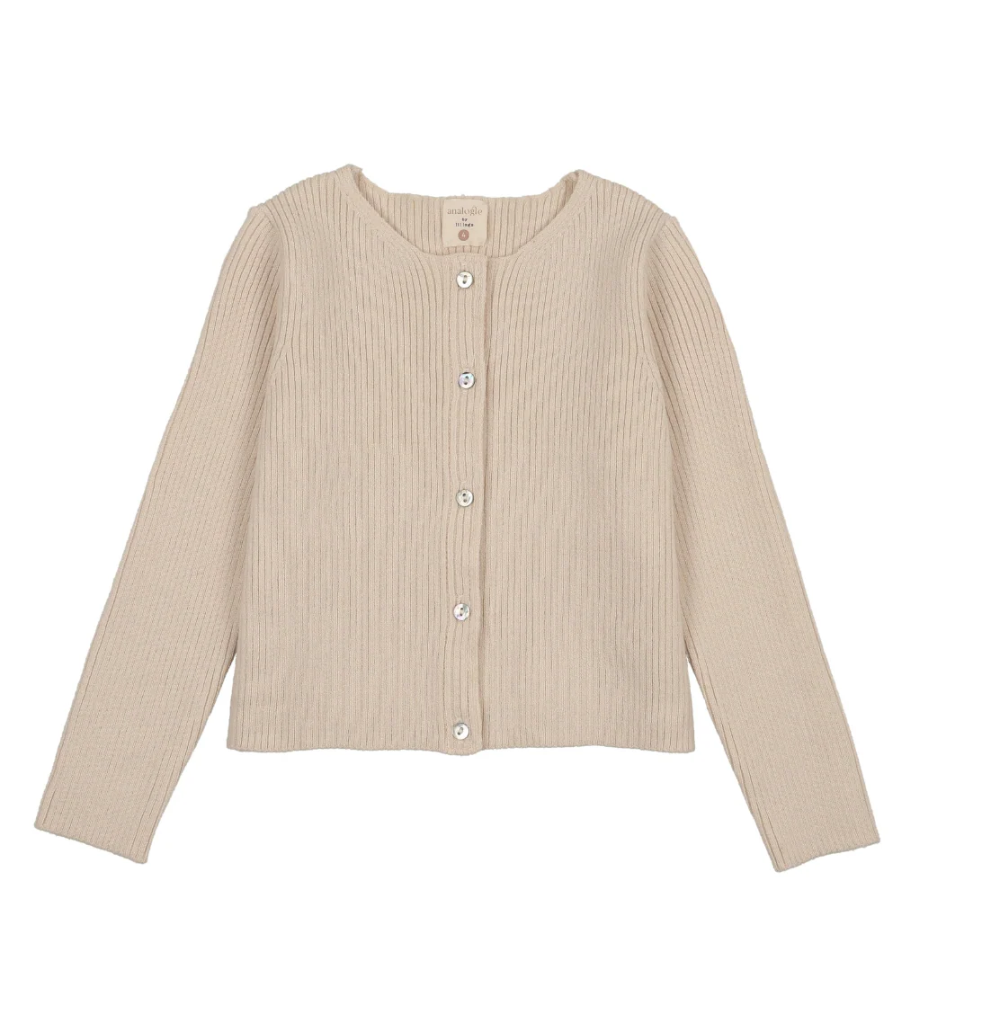 Analogie By Lil Legs Ribbed Cardigan - Wheat