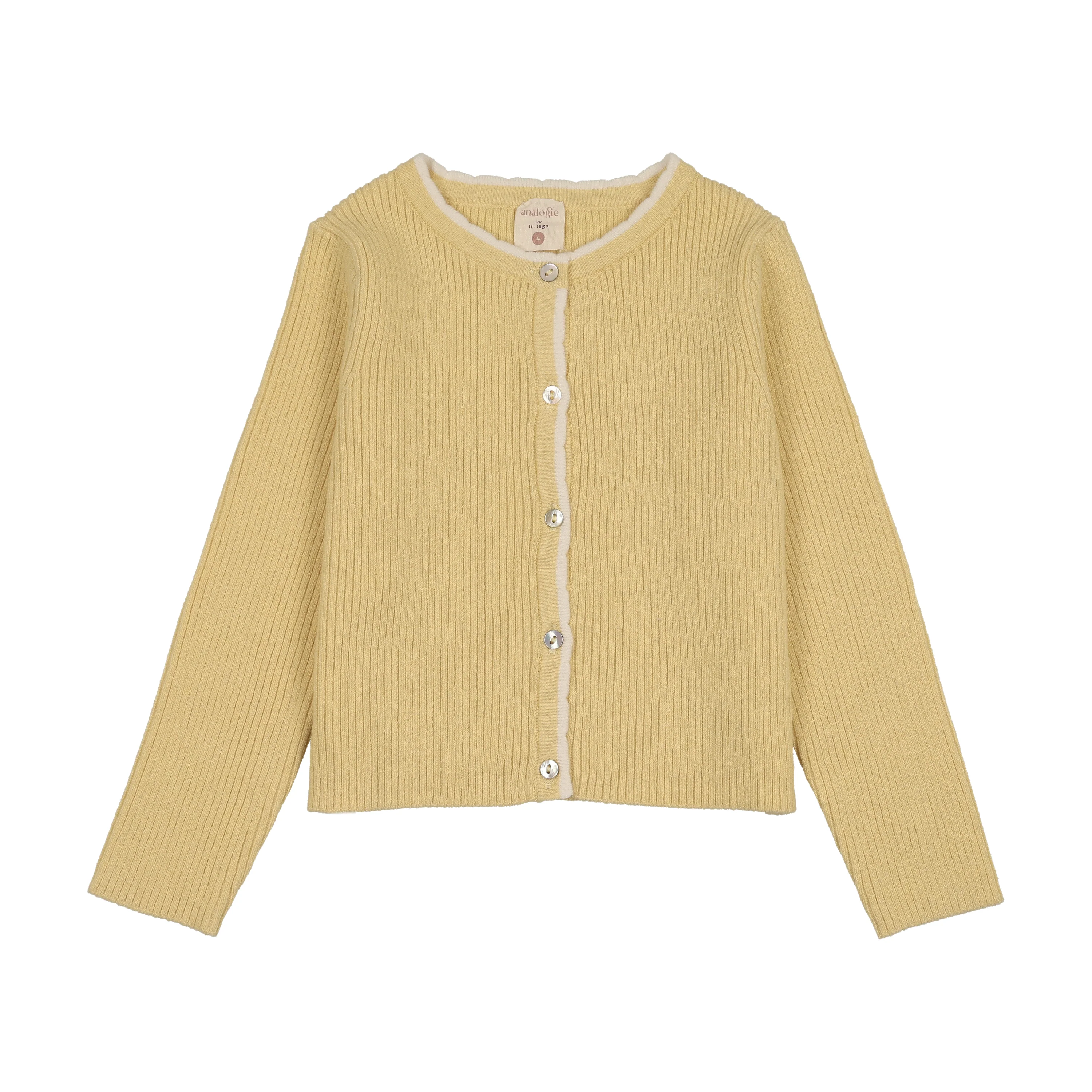 Analogie By Lil Legs Scallop Rib Cardigan - Yellow