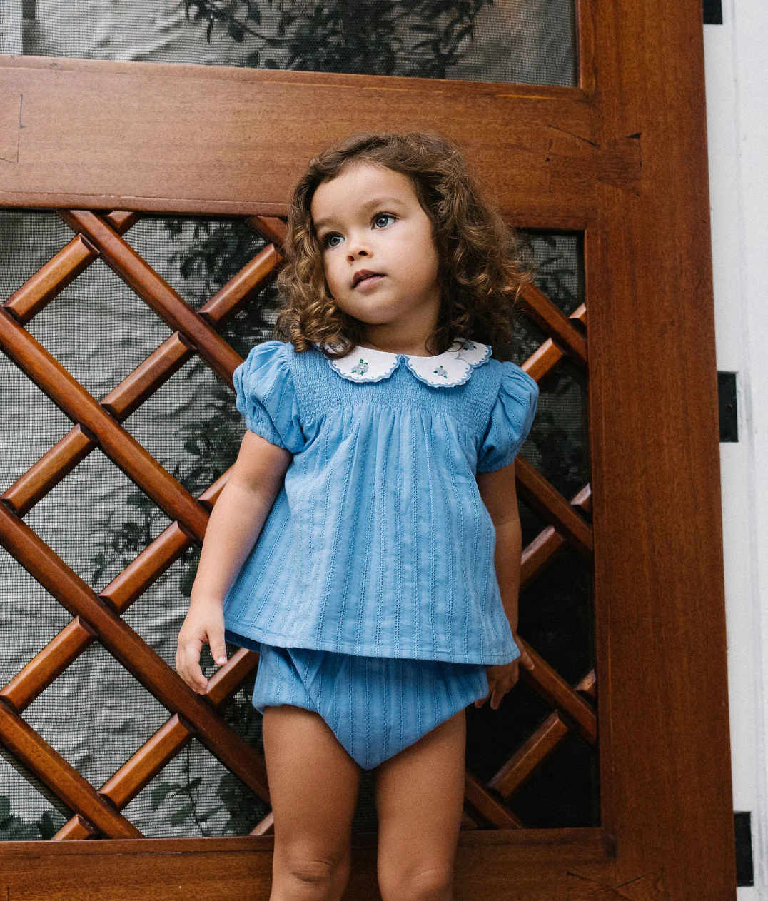 Analogie By Lil Legs Smocked Set - Fresh Blue - Image 2