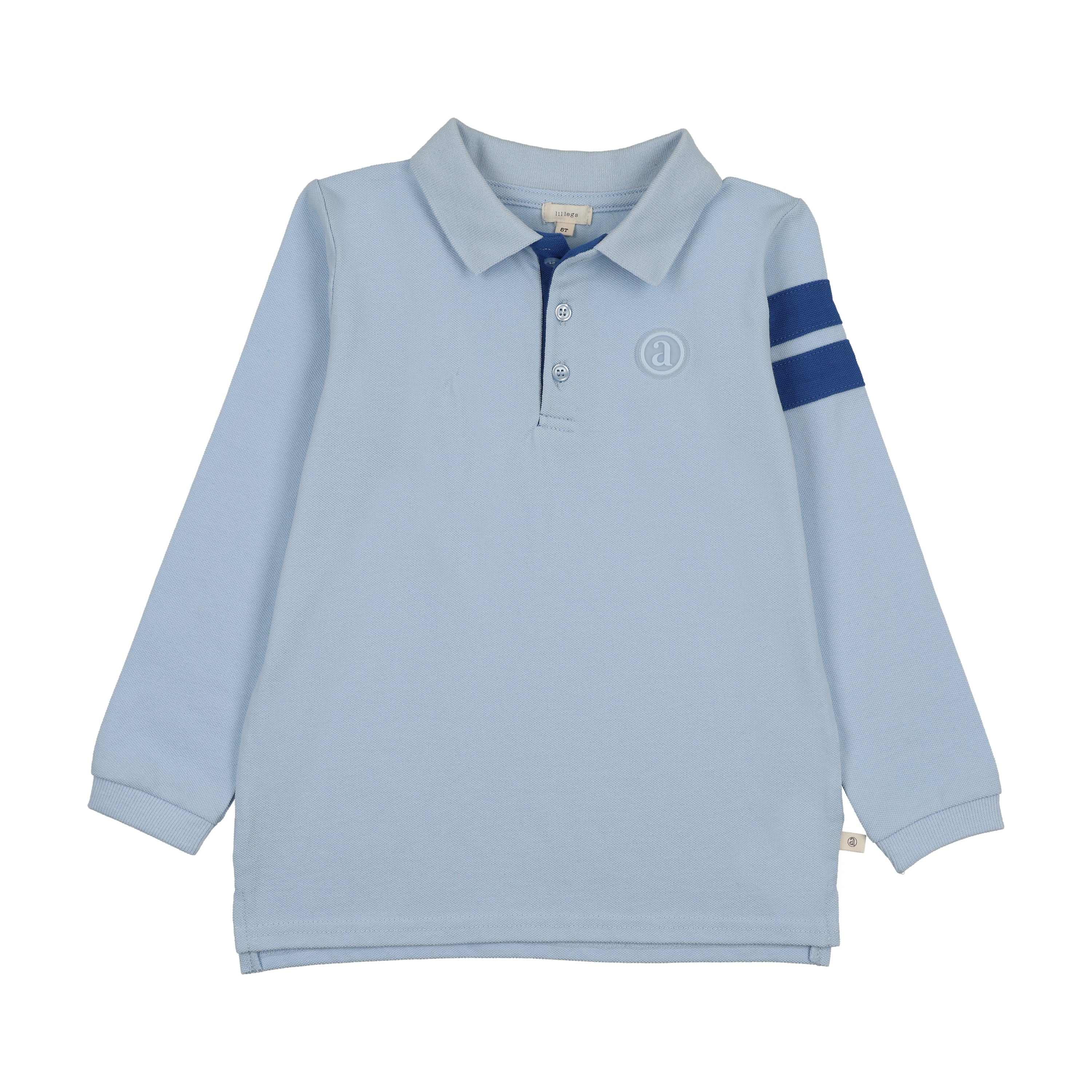 Analogie By Lil Legs Stripe Detail Polo LS - Light Blue