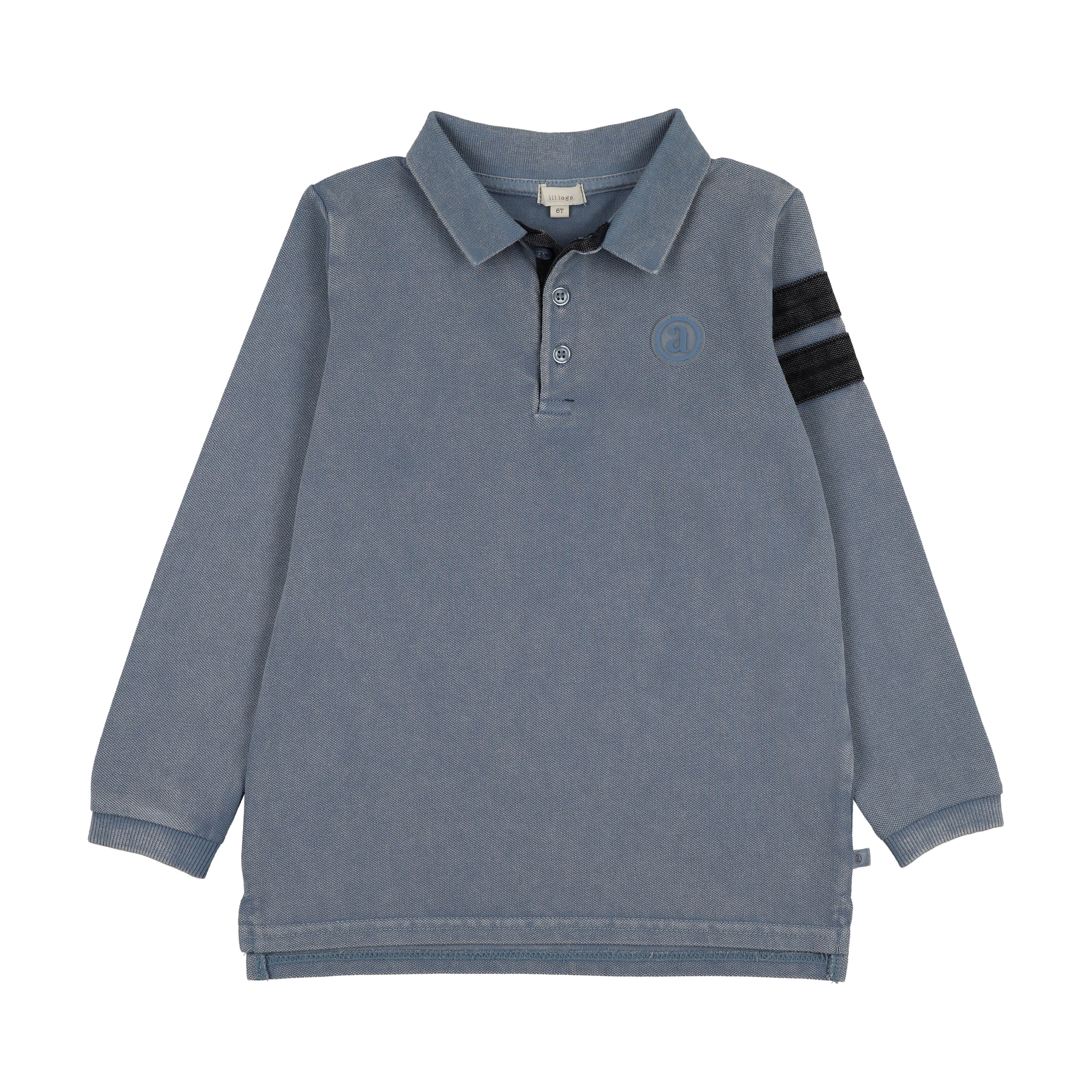Analogie By Lil Legs Stripe Detail Polo LS - Smokey Blue