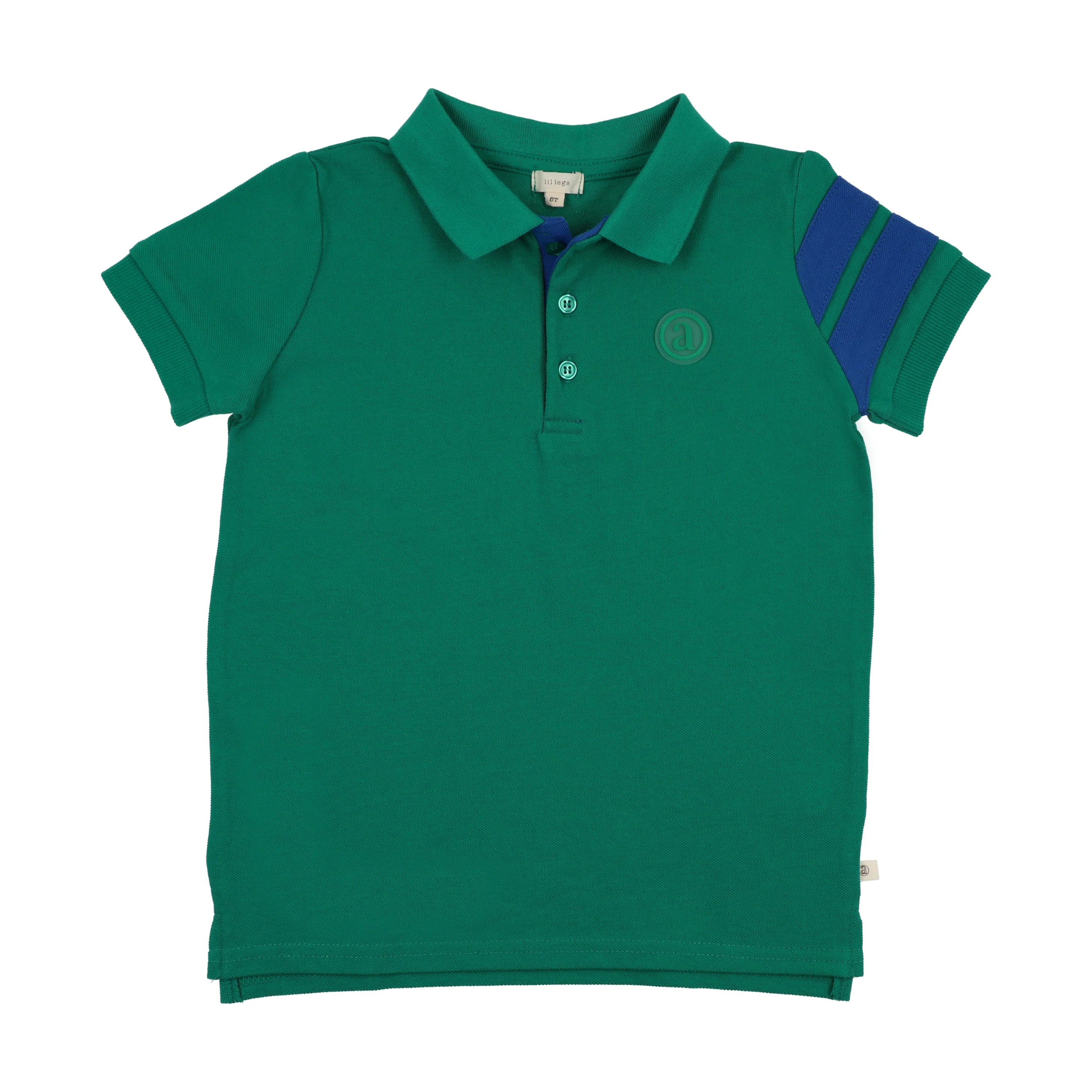 Analogie By Lil Legs Stripe Detail Polo SS - Electric Green