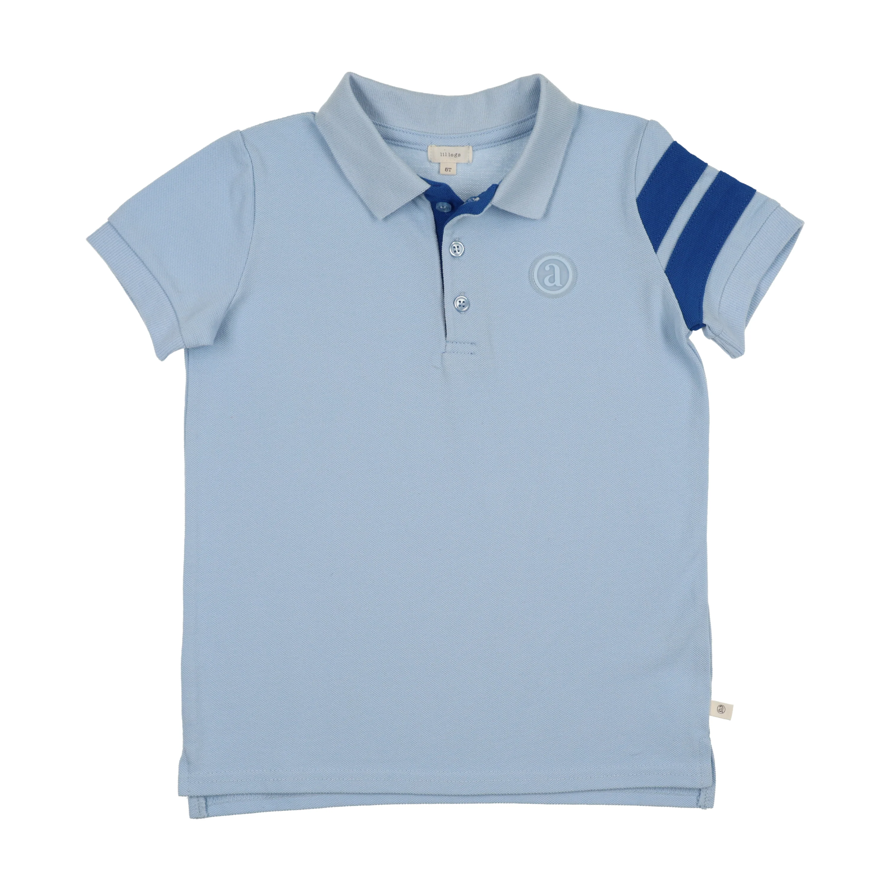 Analogie By Lil Legs Stripe Detail Polo SS - Light Blue