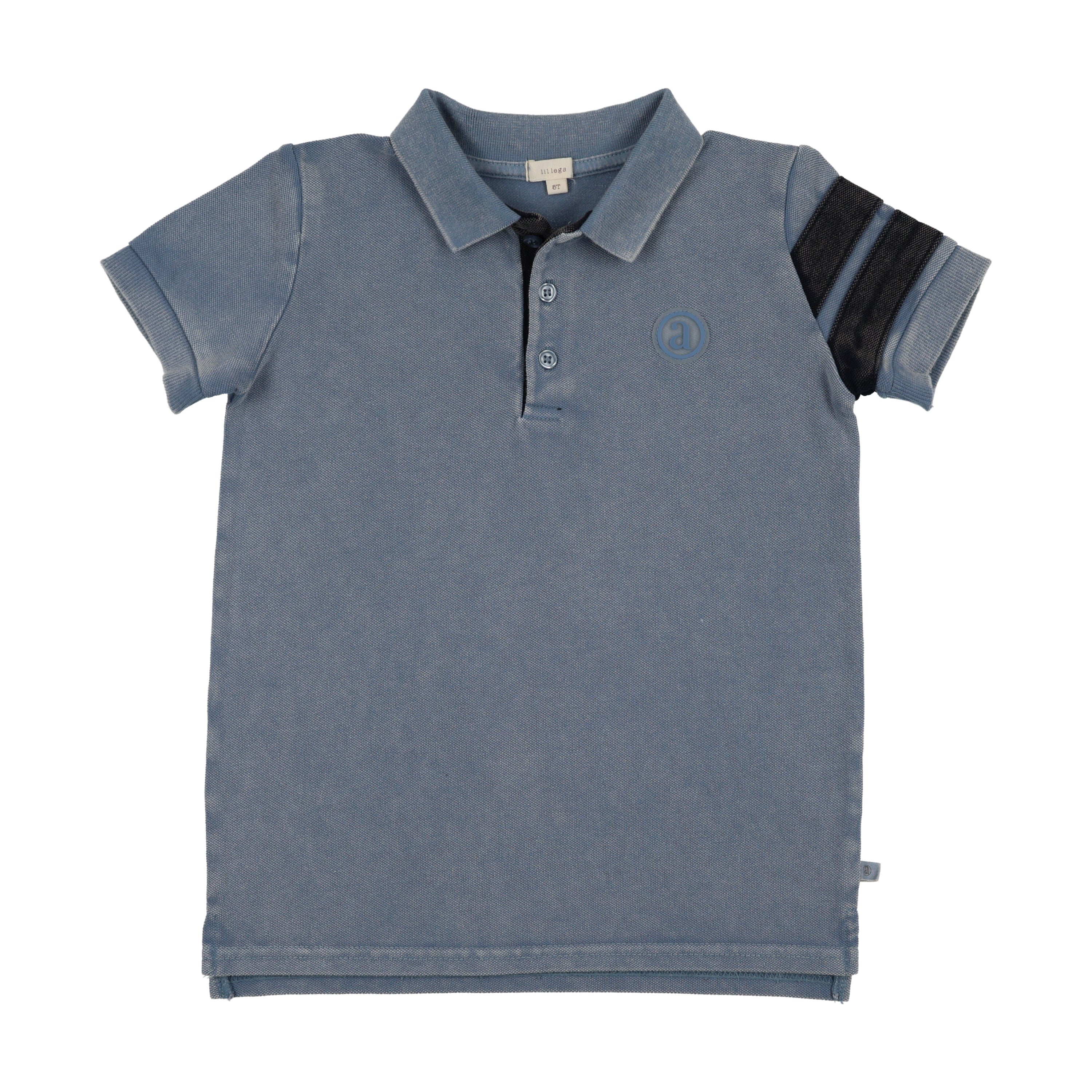 Analogie By Lil Legs Stripe Detail Polo SS - Smokey Blue