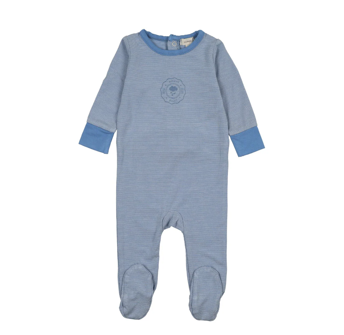 Analogie By Lil Legs Striped Footie - Fresh Blue Stripe