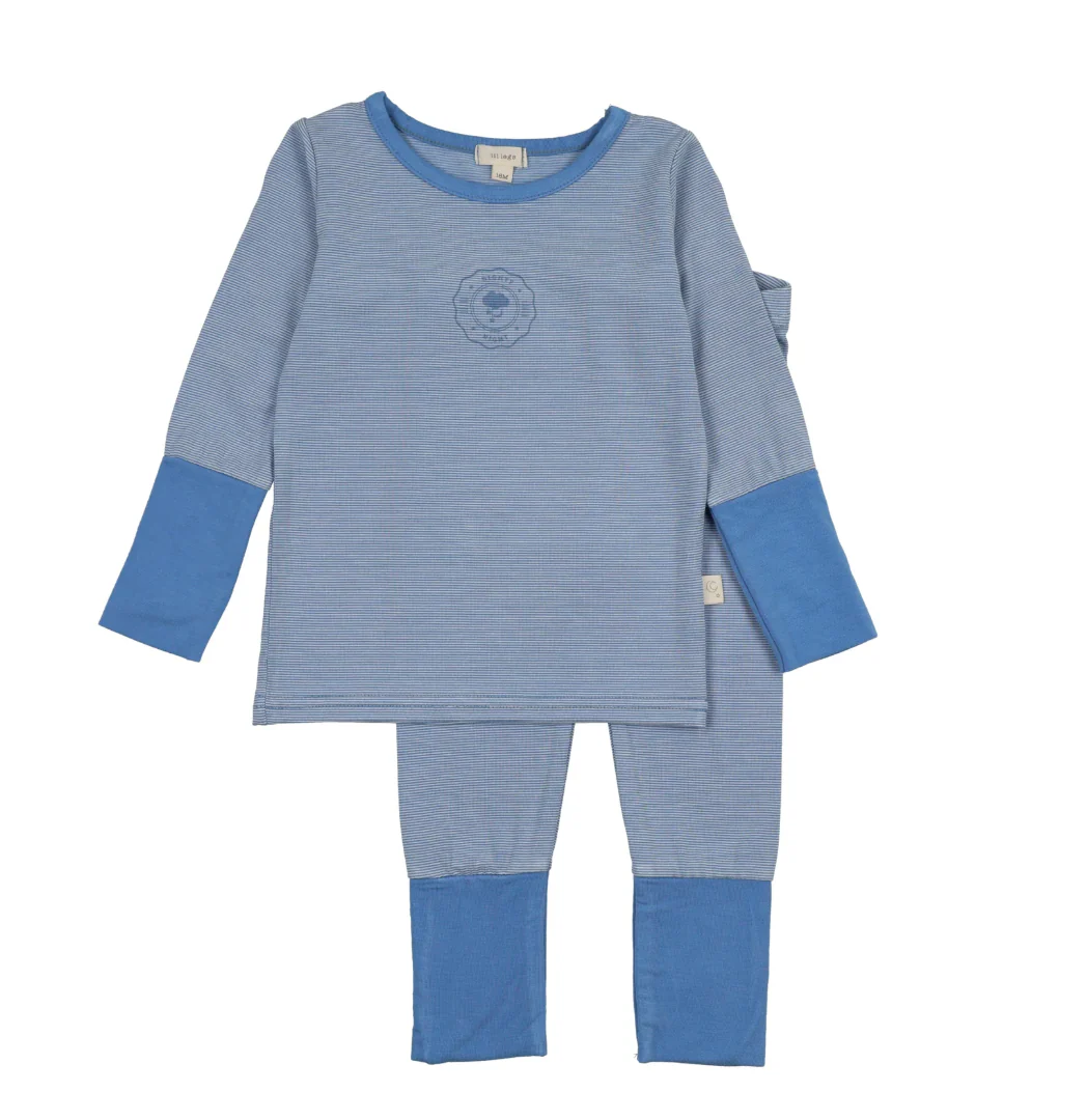 Analogie By Lil Legs Striped Lounge Set - Fresh Blue Stripe