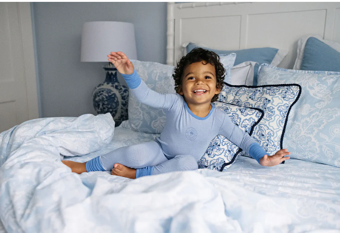 Analogie By Lil Legs Striped Lounge Set - Fresh Blue Stripe - Image 2