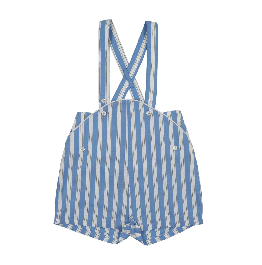 Analogie By Lil Legs Striped Overalls - Fresh Blue Stripe