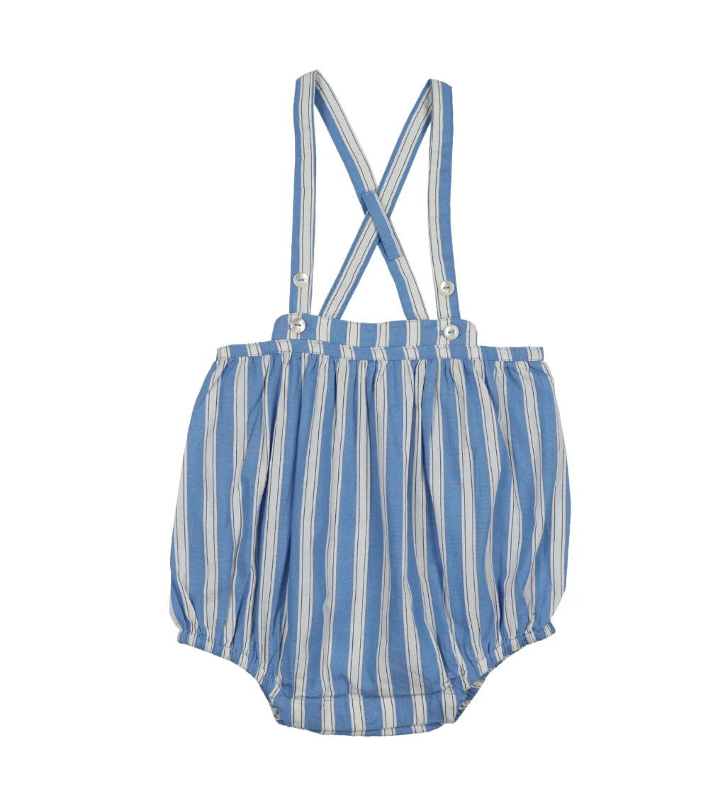 Analogie By Lil Legs Striped Suspender Bloomers - Fresh Blue Stripe