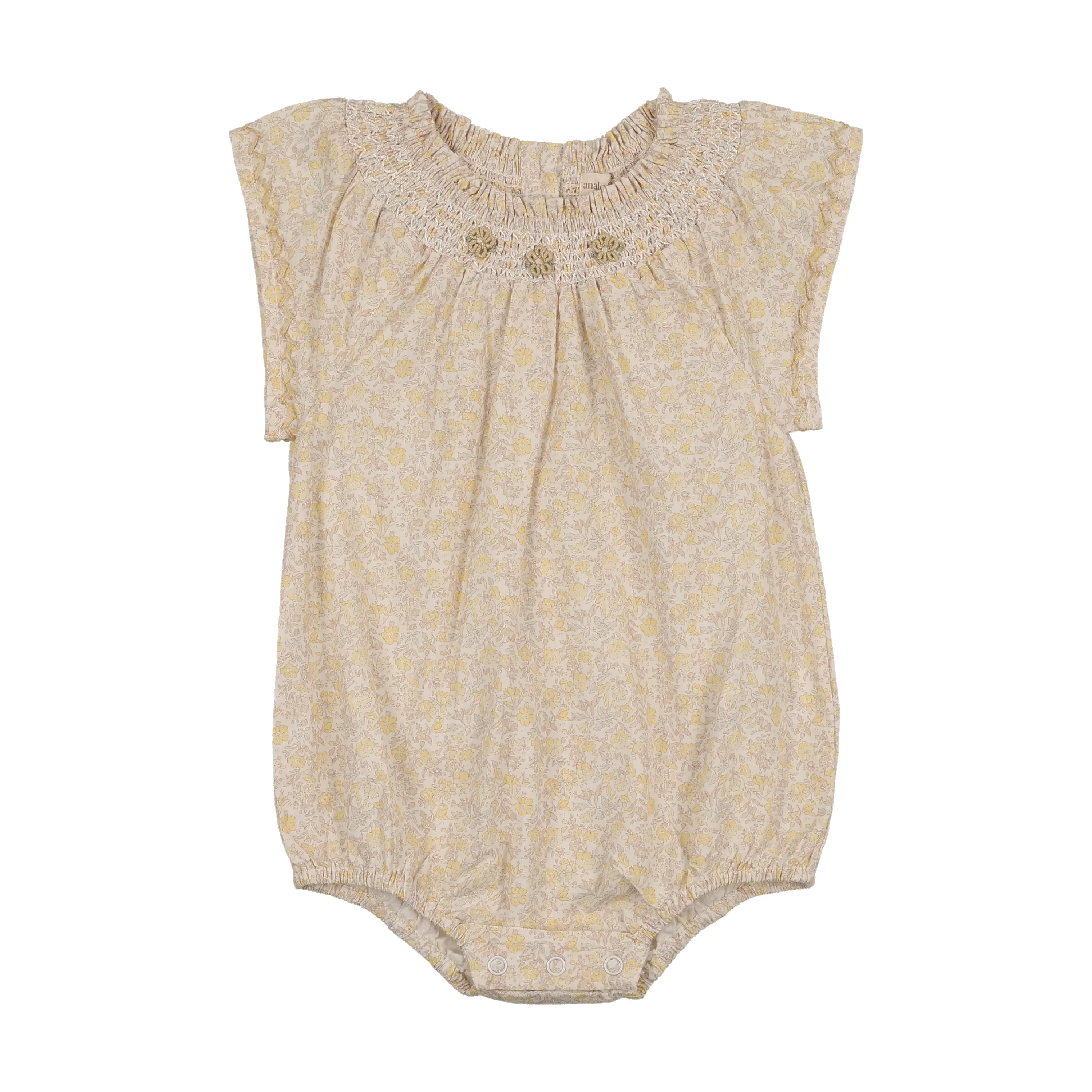 Analogie By Lil Legs Sunny Blossoms Romper - Wheat