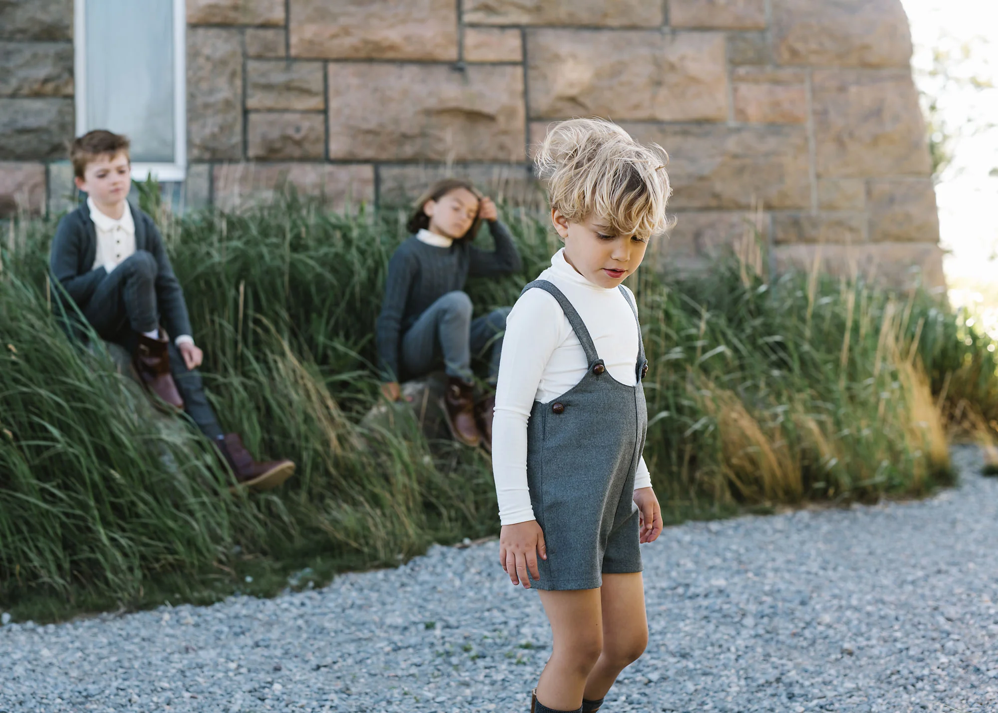 Analogie By Lil Legs Suspender Shorts Grey - Image 2