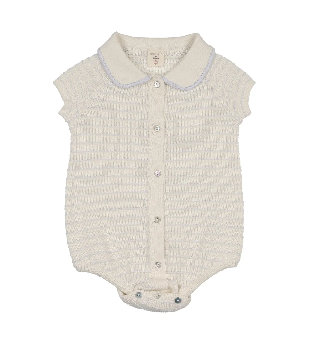 Analogie By Lil Legs Textured Knit Romper - Clear Blue