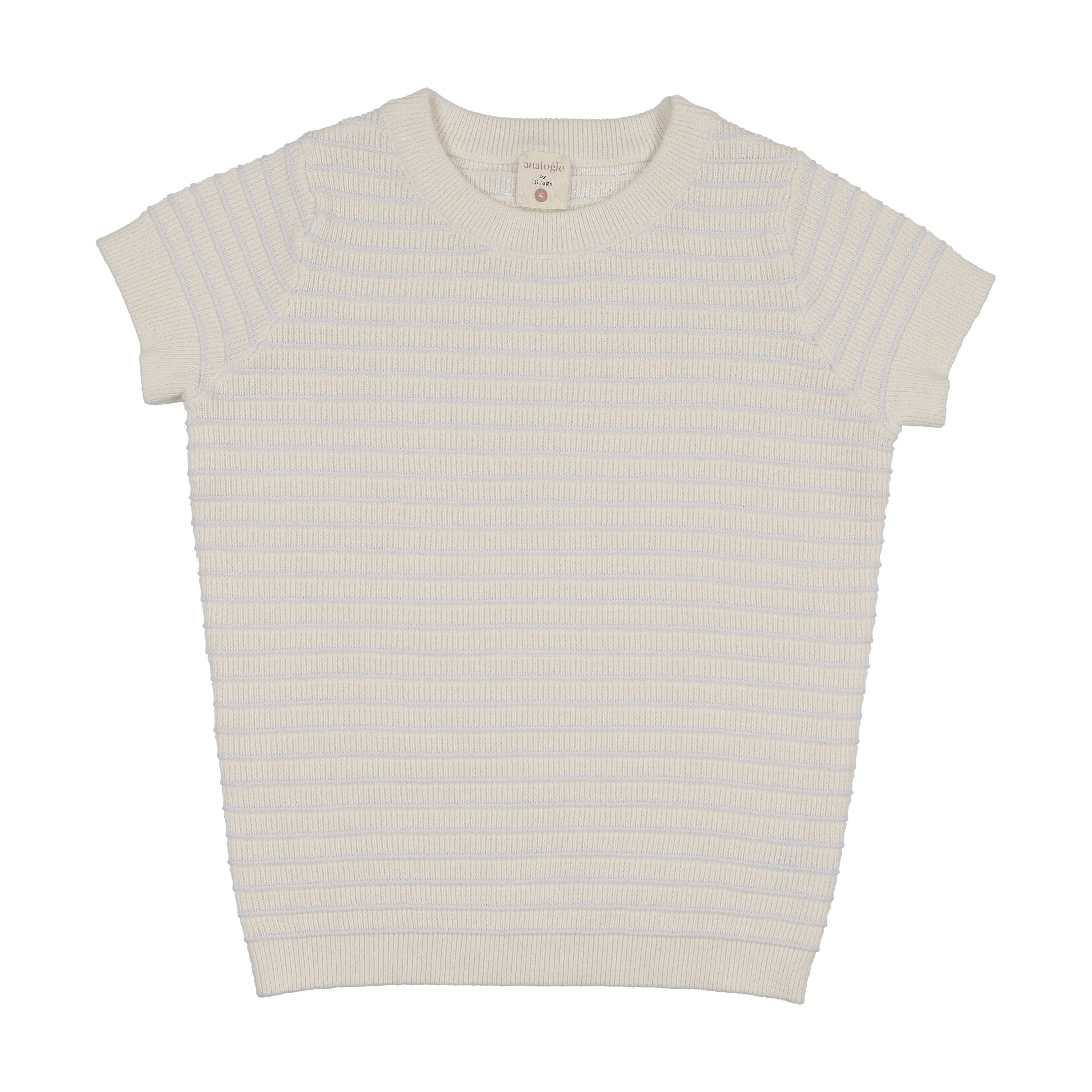 Analogie By Lil Legs Textured Stripe Knit Crewneck - Clear Blue