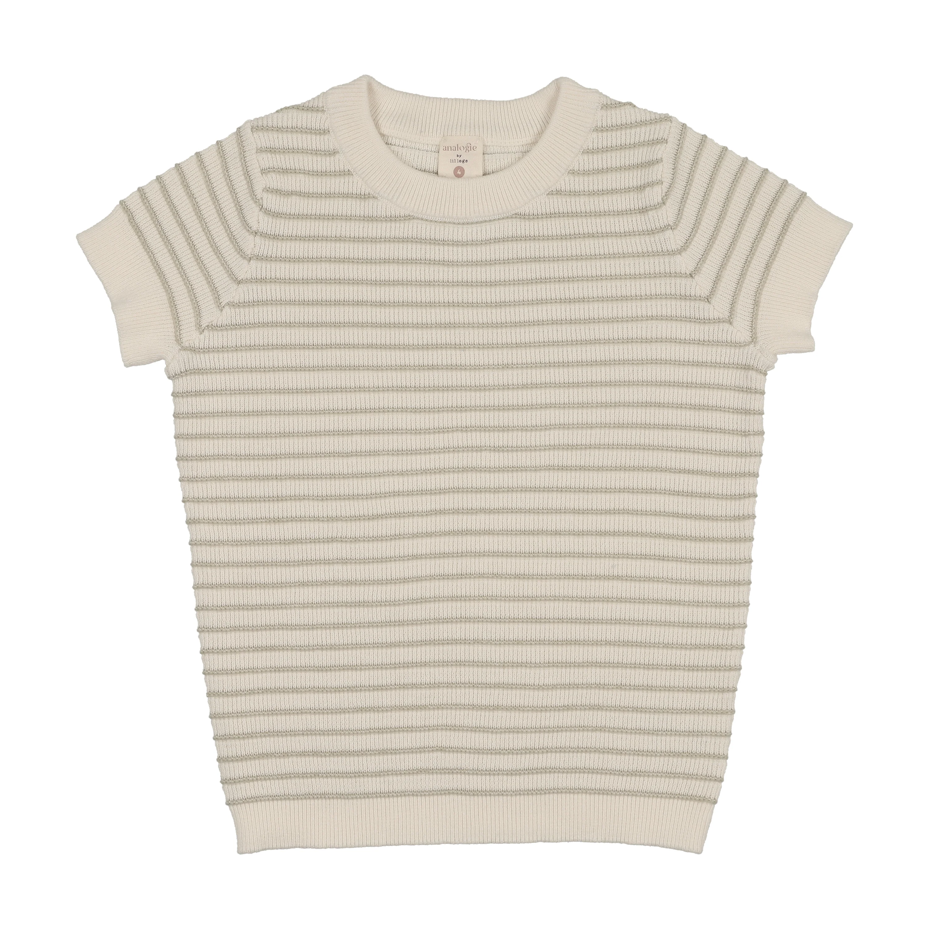 Analogie By Lil Legs Textured Stripe Knit Crewneck - Shrub Green