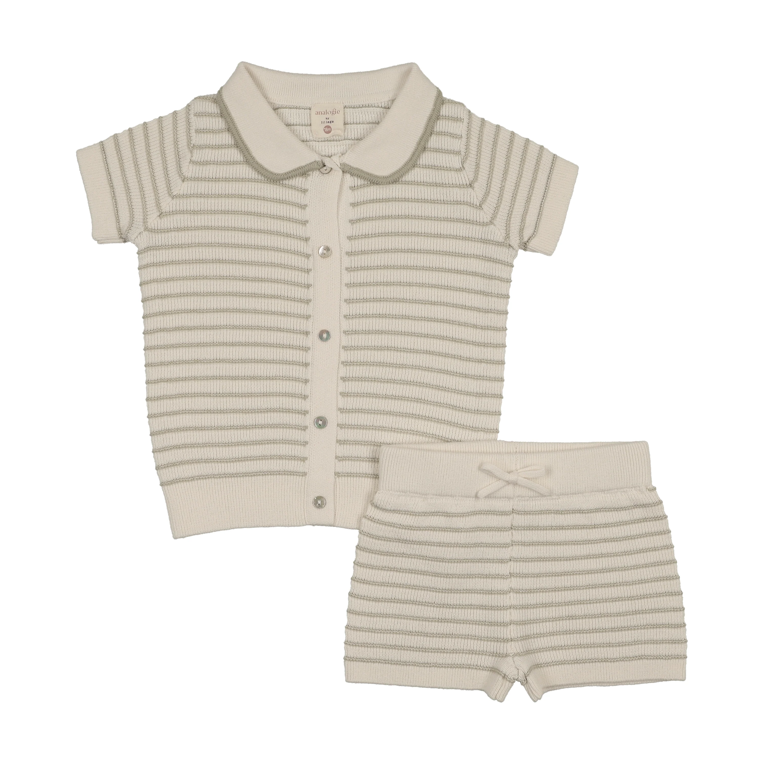Analogie By Lil Legs Textured Stripe Knit Set - Shrub Green
