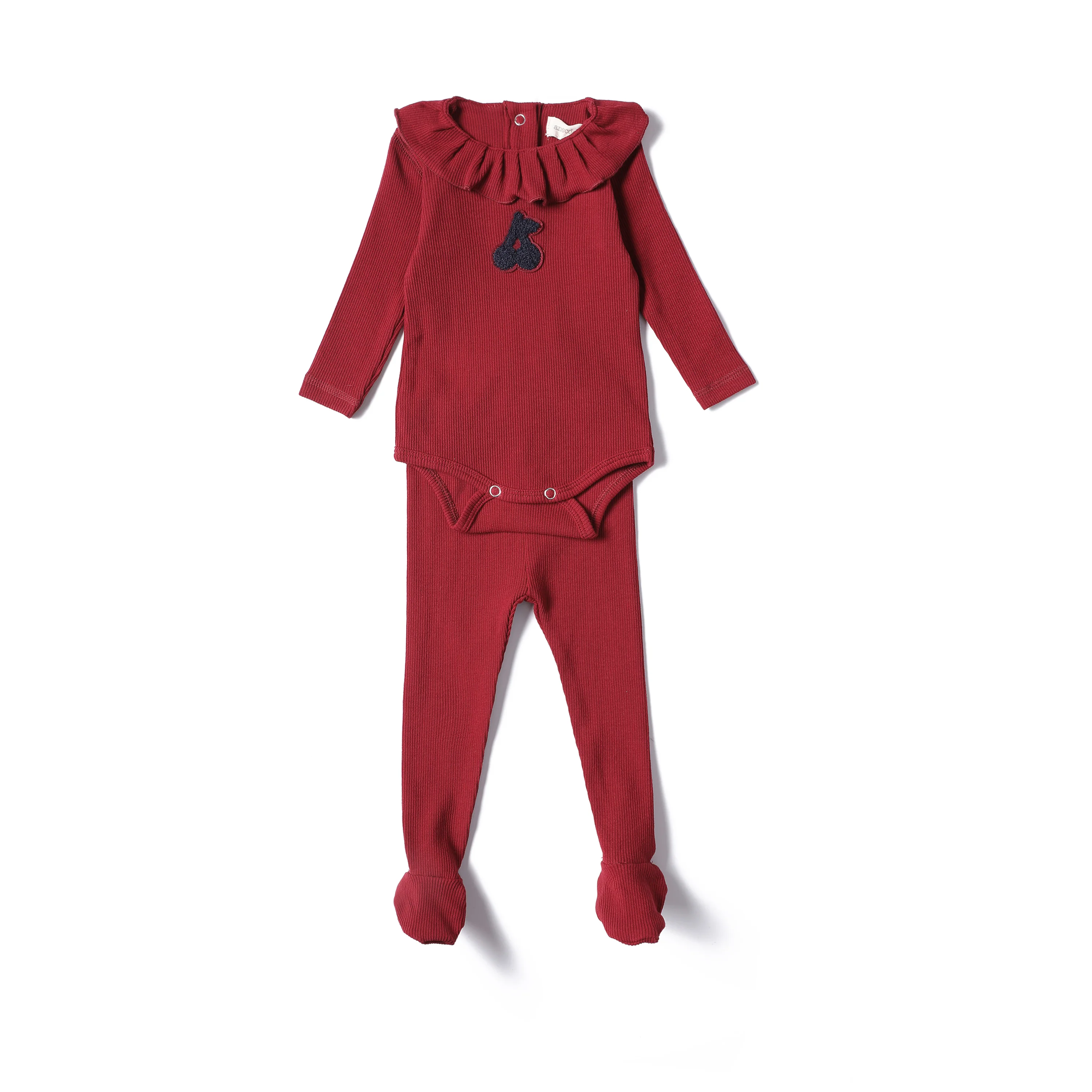 Anecdote Deep Red Cherry Baby Girl Set (straps are black) - Image 2