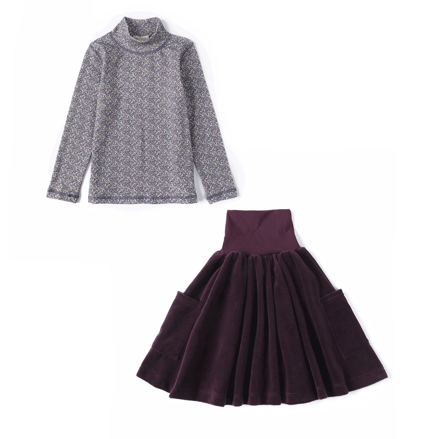 Anecdote Plum Velour High Waisted Skirt With Pockets - Image 3