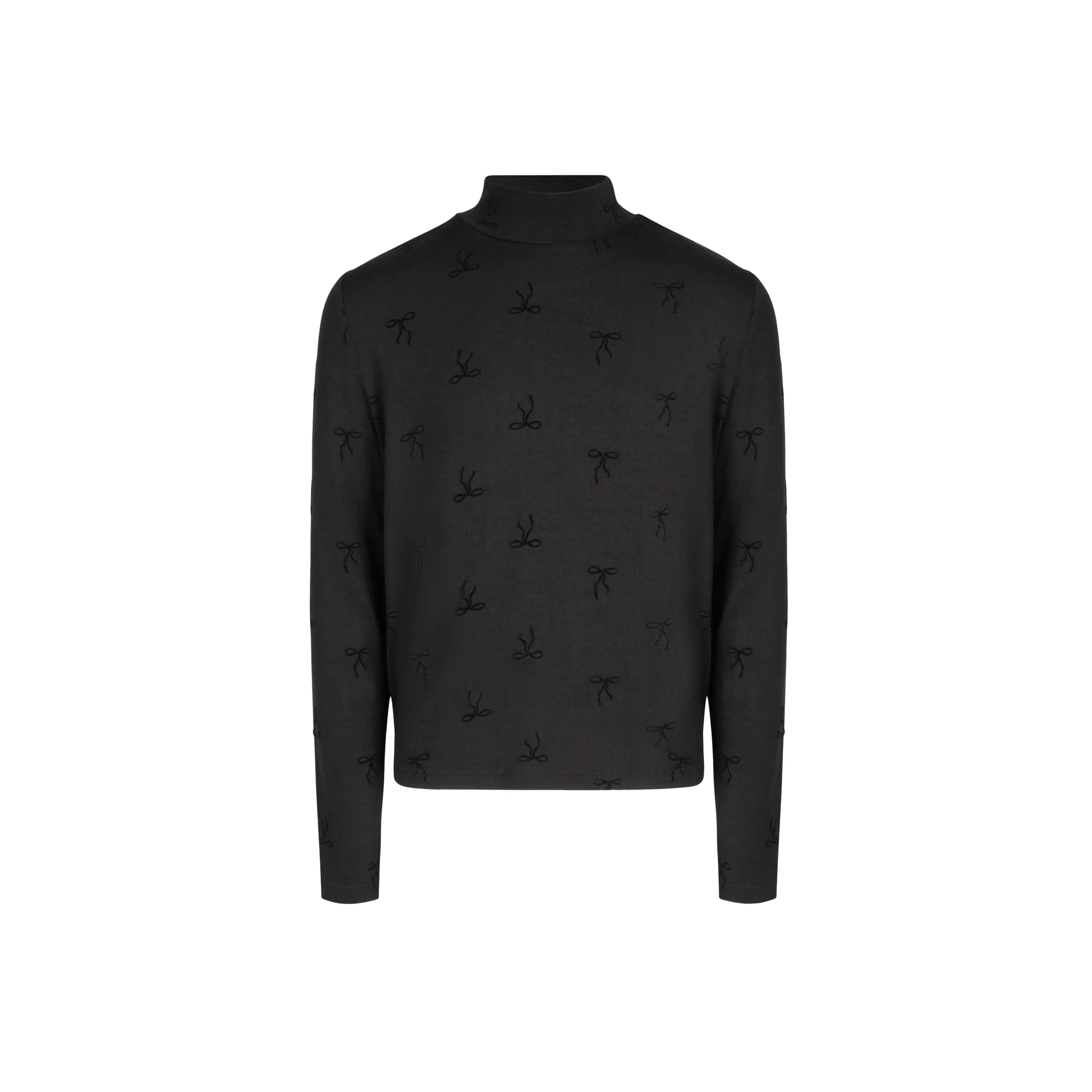 Poet Aria Mockneck Black On Black Flocking With Bows - Image 2