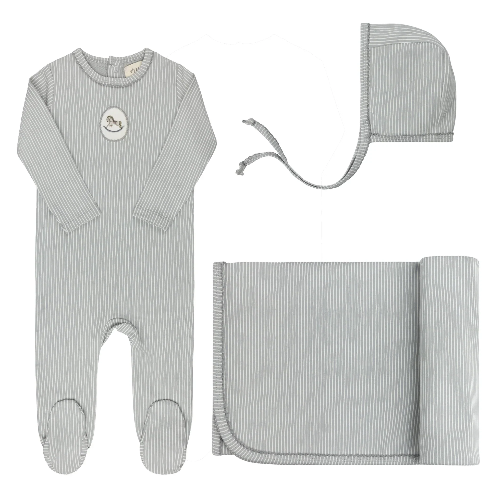 Aurora Blue Take Me Home Set Cotton French Terry Rocking Horse