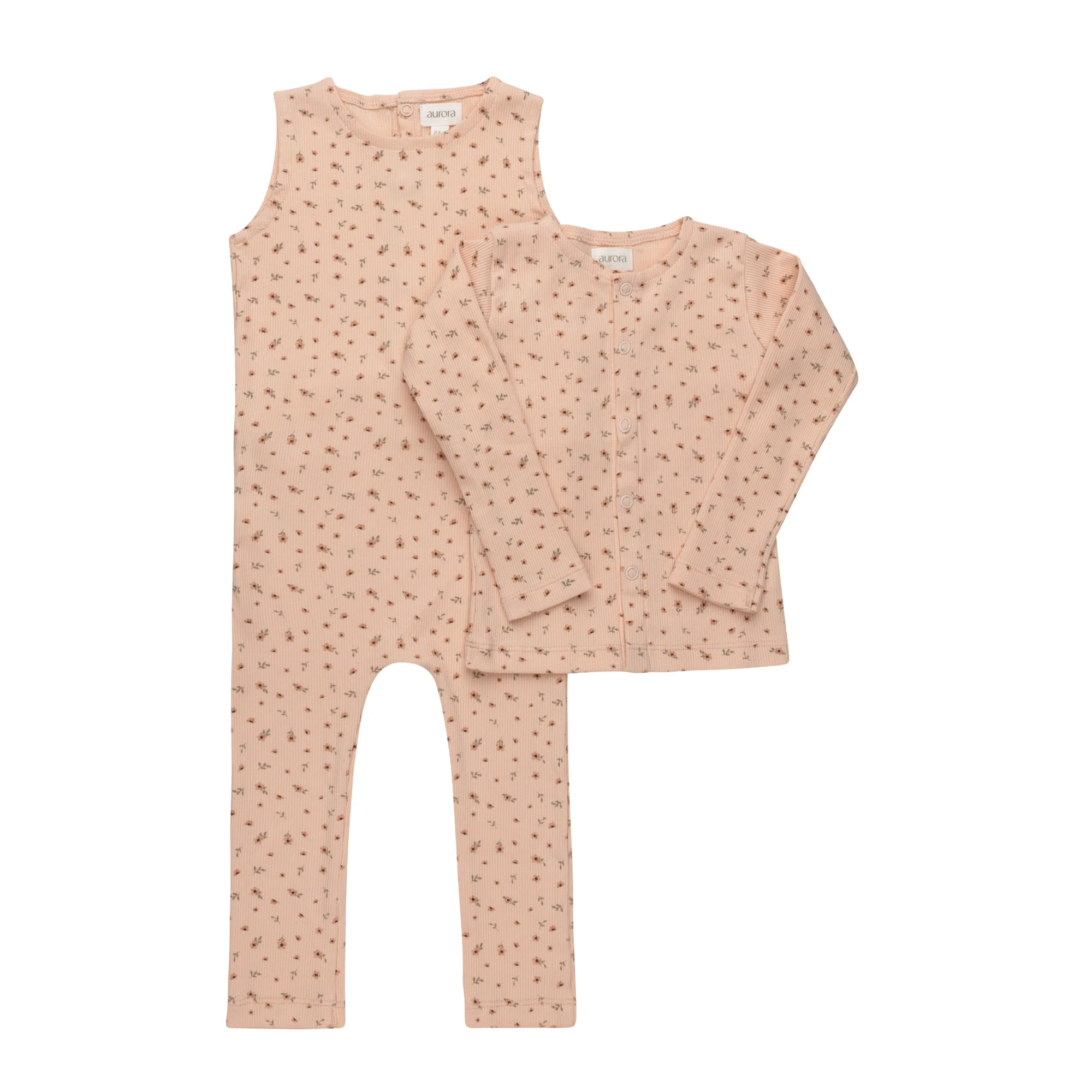 Aurora Floral Rib Collection Pink Cardigan- cardigan only