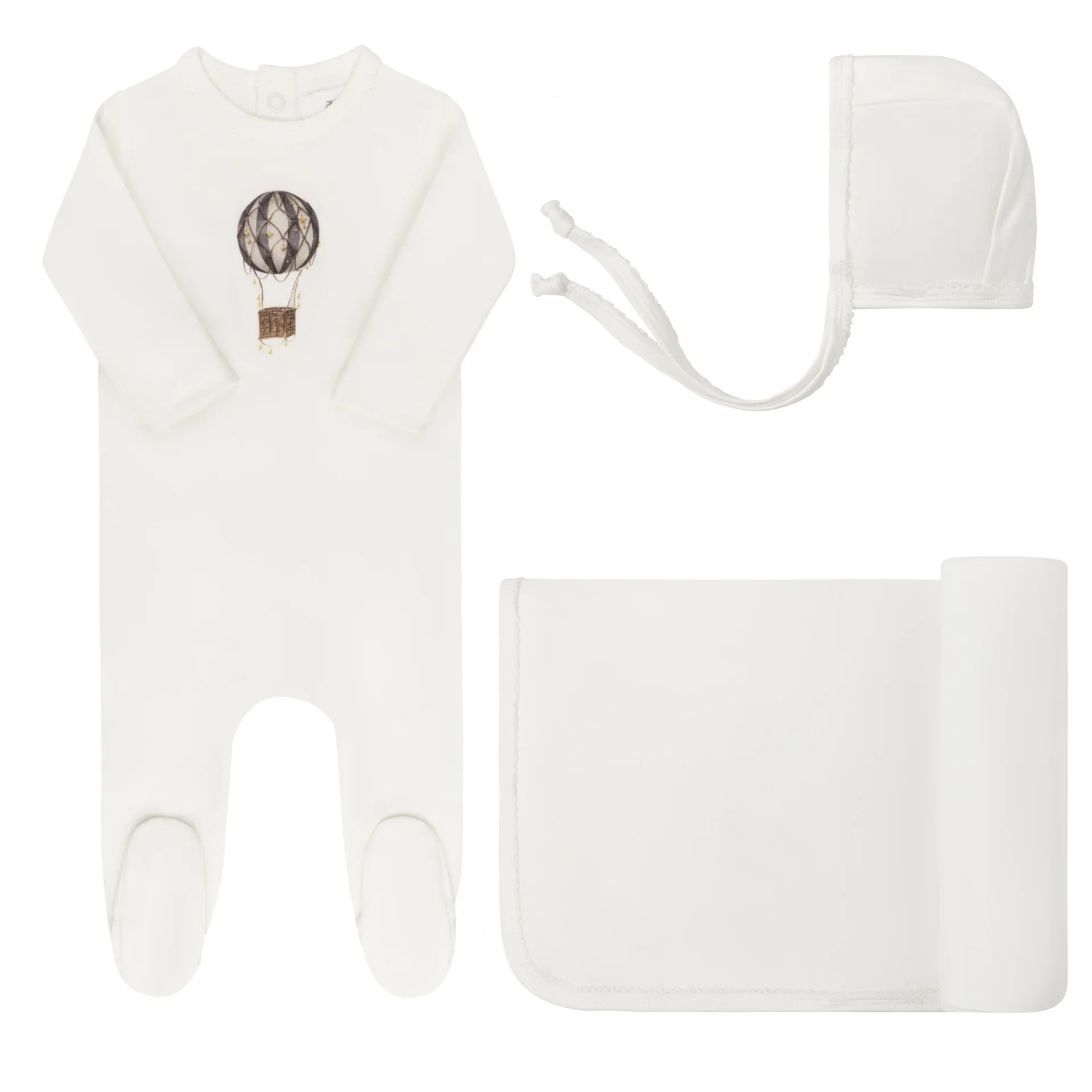 Aurora Ivory/Blue Take Me Home Set Cotton French Terry Hot Air Balloon Collection