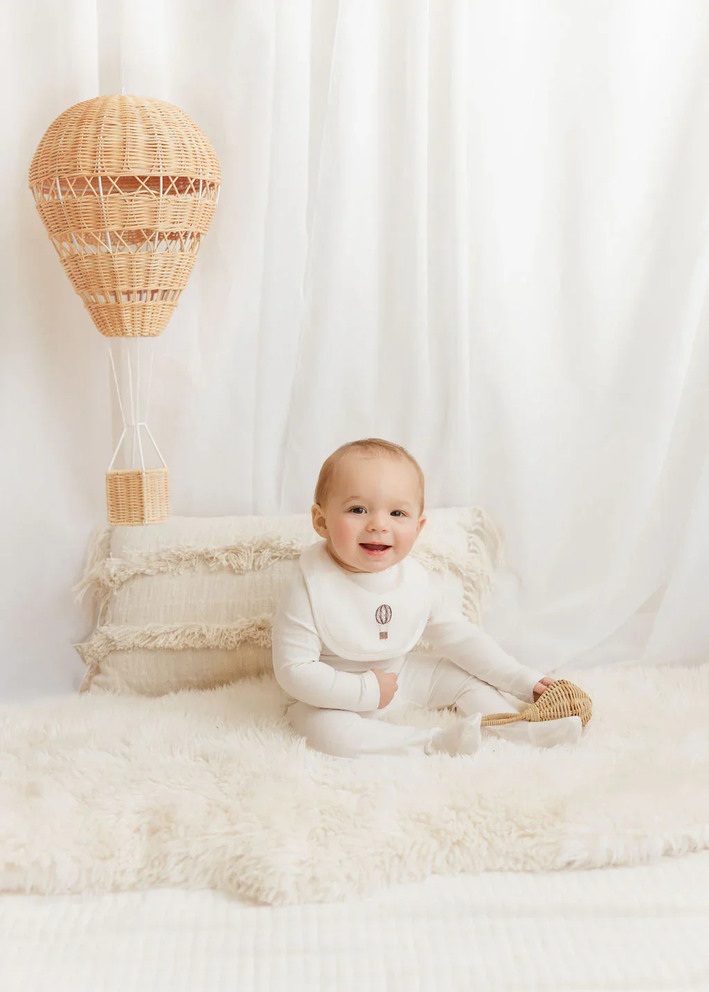 Aurora Ivory/Blue Take Me Home Set Cotton French Terry Hot Air Balloon Collection - Image 2
