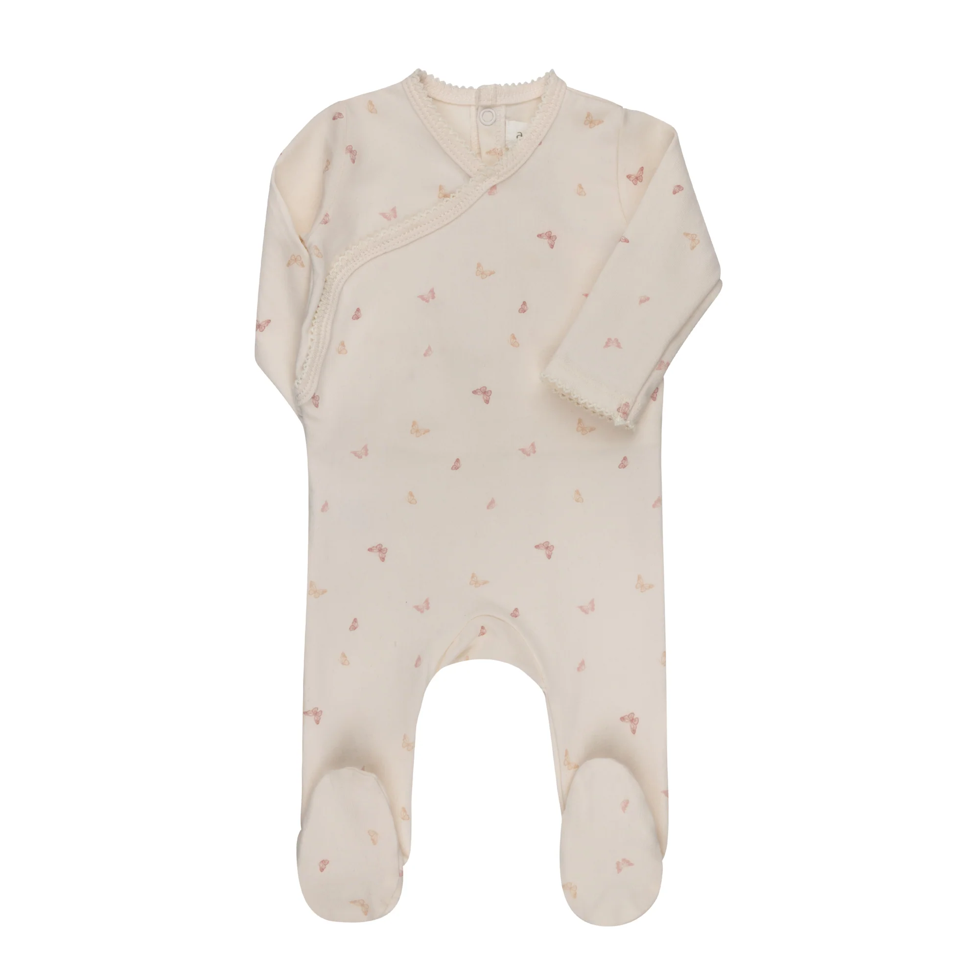 Aurora Jersey Cotton Butterfly/ Dragonfly Collection Ivory Pink Footie