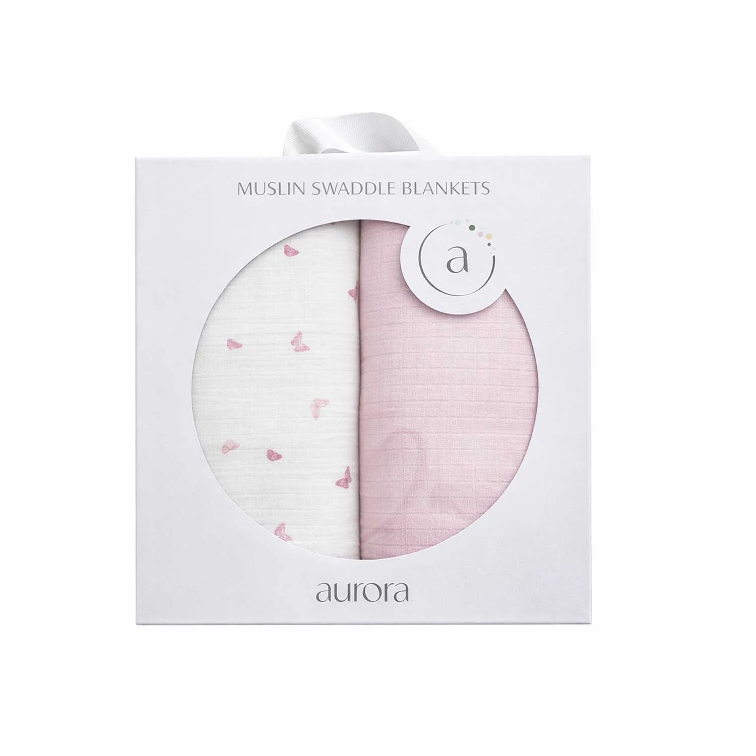 Aurora Jersey Cotton Butterfly/ Dragonfly Collection Ivory Pink Muslin Swaddle