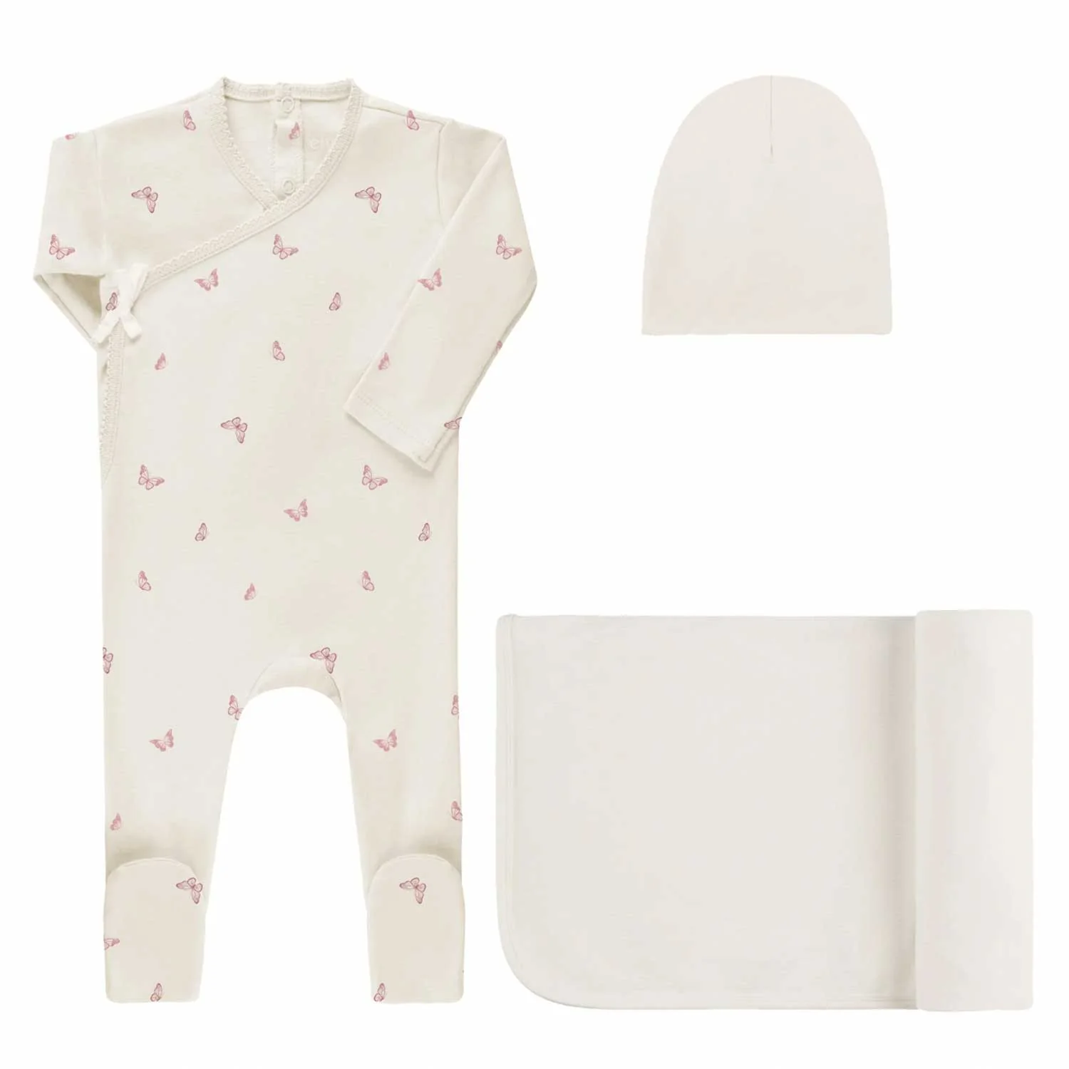 Aurora Jersey Cotton Butterfly/ Dragonfly Collection Ivory Pink Take Me Home Set