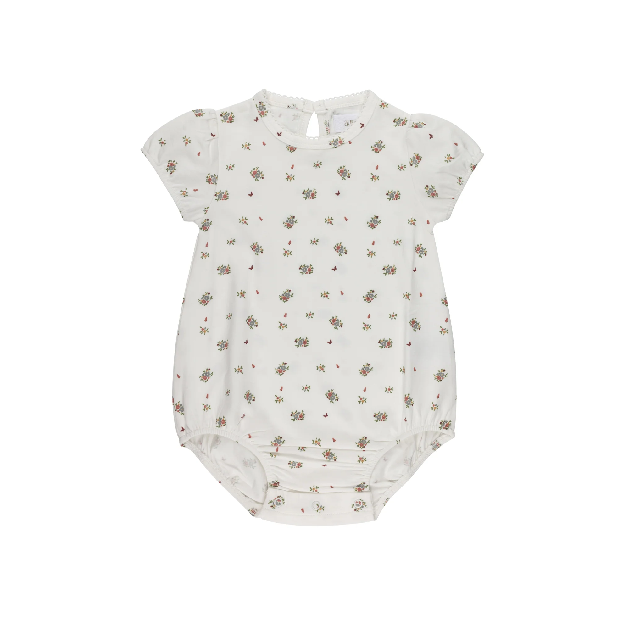Aurora Jersey Cotton Floral Print Collection Ivory Pink Romper
