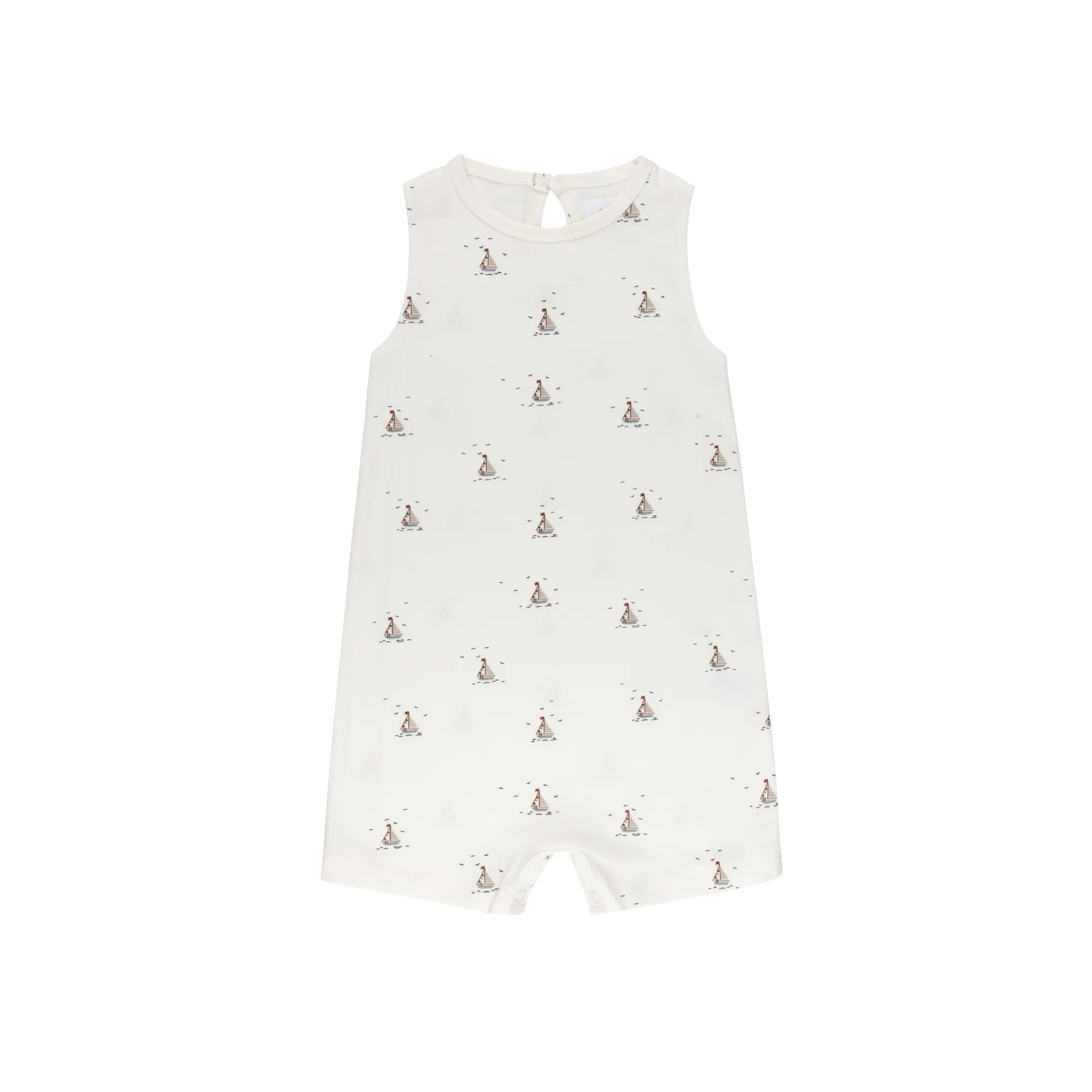 Aurora Jersey Cotton Nautical Collection Ivory Blue Romper