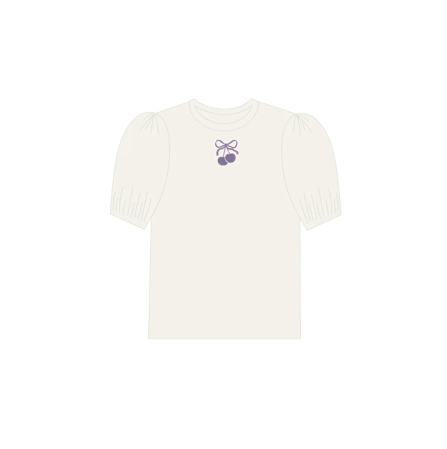 Aurora Pointelle Bow Print Collection Ivory Lilac 3/4 Sleeve Tshirt