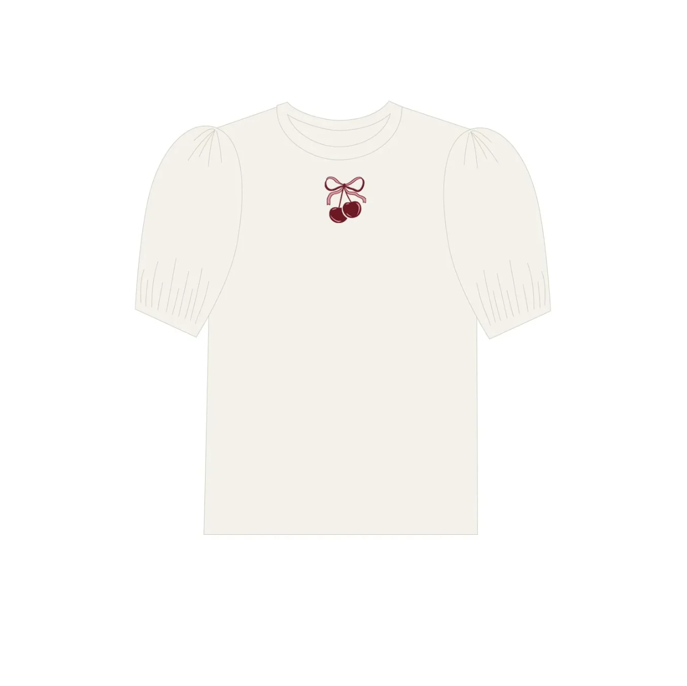 Aurora Pointelle Bow Print Collection Ivory Pink 3/4 Sleeve Tshirt