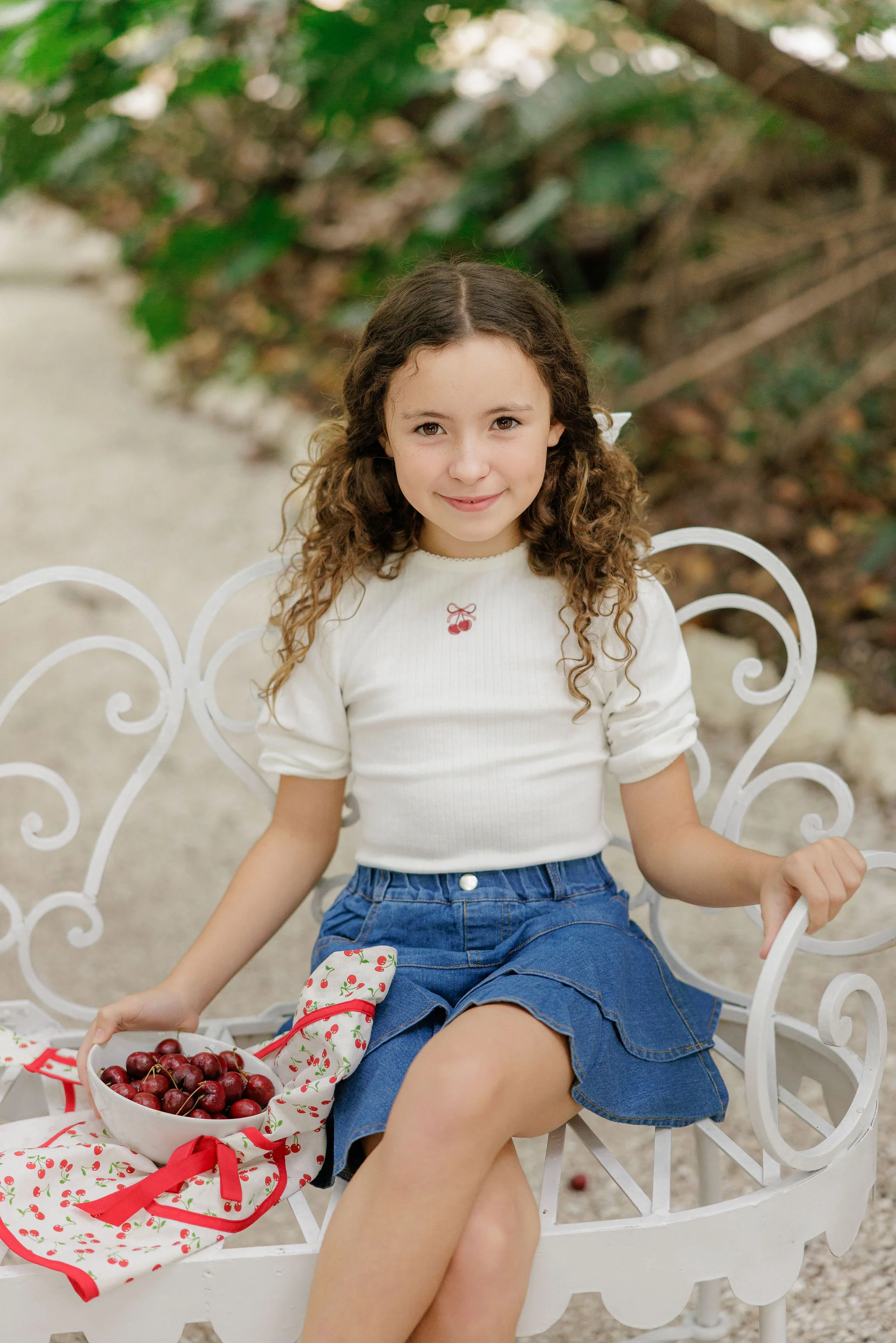Aurora Pointelle Bow Print Collection Ivory Pink 3/4 Sleeve Tshirt - Image 2