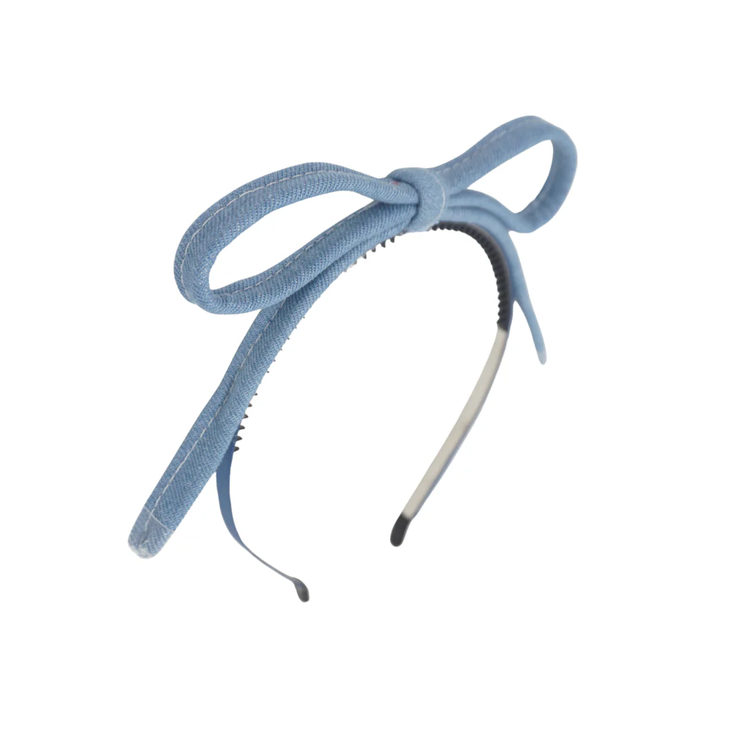 Bandeau Denim Shoelace Bow Headband Chambray Final Sale