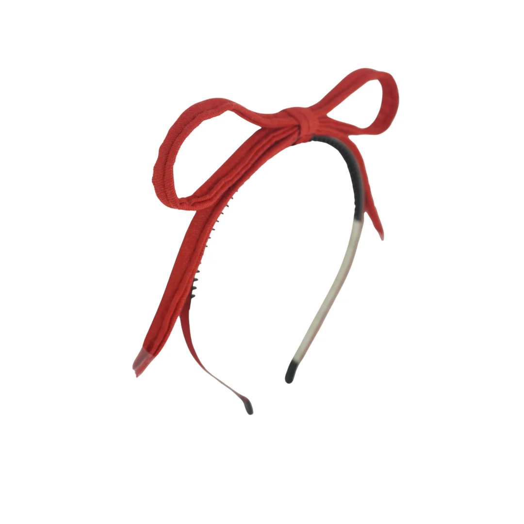 Bandeau Denim Shoelace Bow Headband Red Final Sale