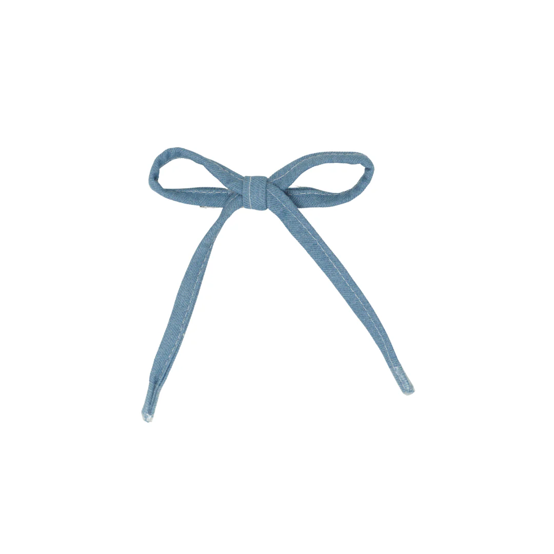 Bandeau Denim Shoelace Medium Bow Clip Chambray Final Sale