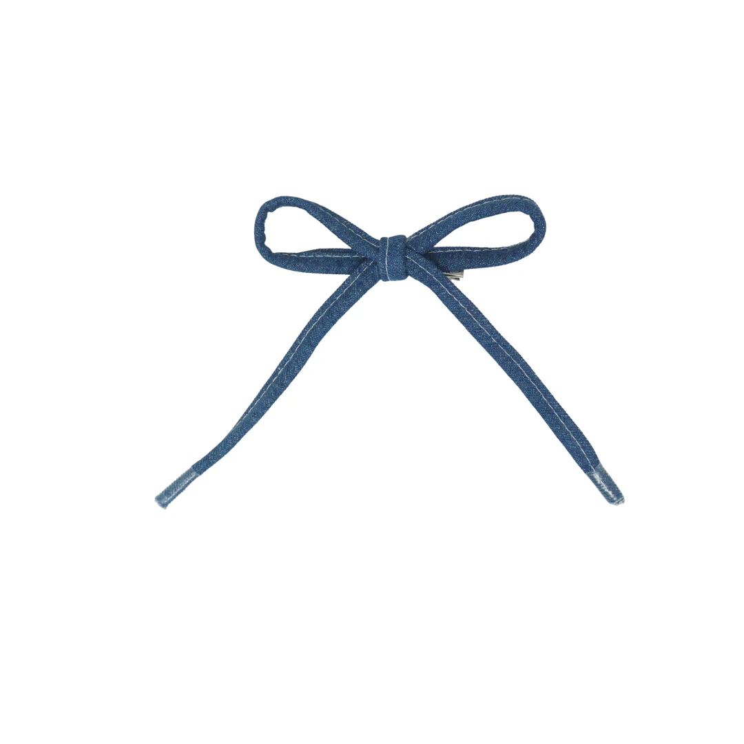 Bandeau Denim Shoelace Medium Bow Clip Mid Denim Final Sale