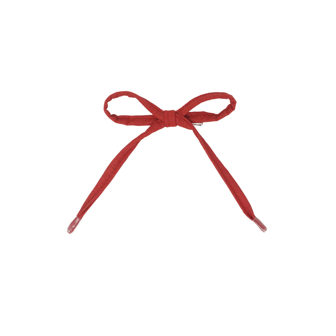 Bandeau Denim Shoelace Medium Bow Clip Red Final Sale