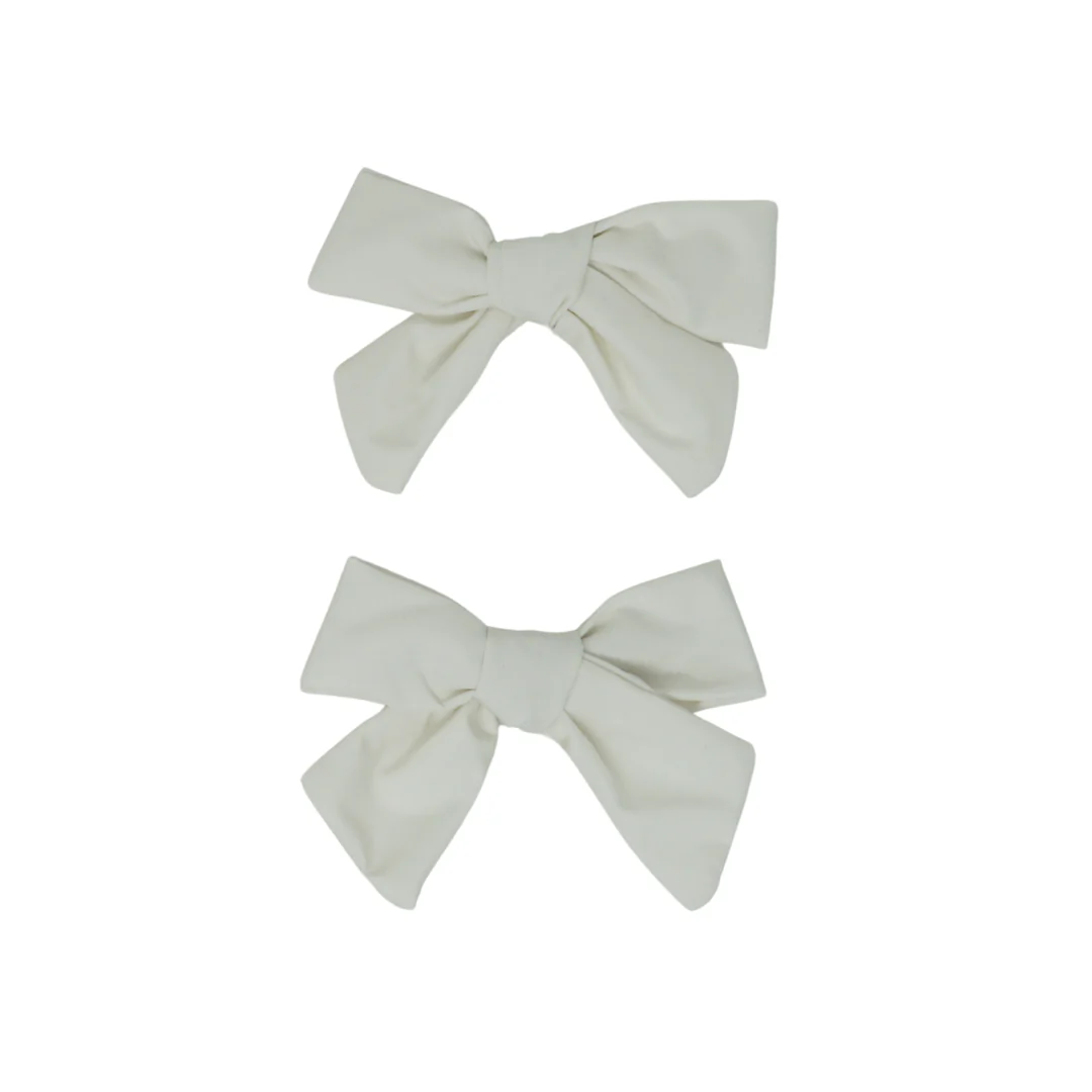 Bandeau Taffeta Mini Bow Clip Set Cream Final Sale