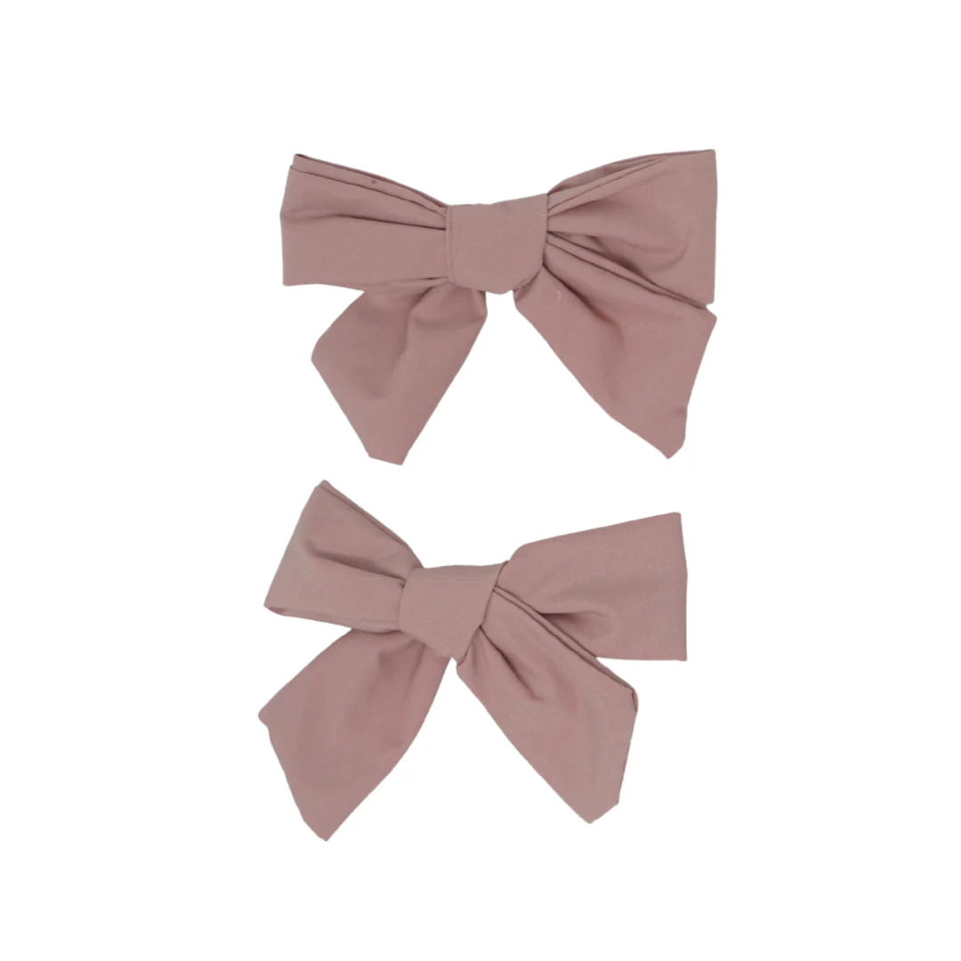Bandeau Taffeta Mini Bow Clip Set Mauve Pink Final Sale